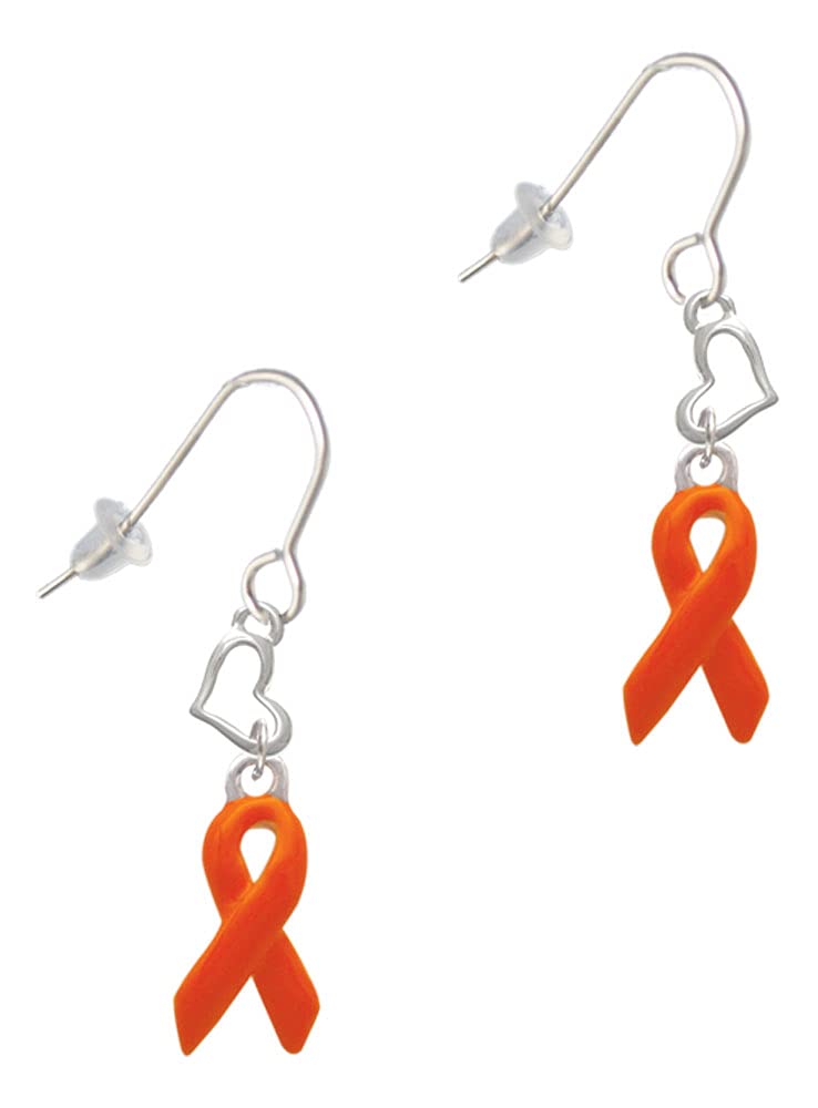 Silver Heart French Earrings - Elegant Ribbon Design for Women