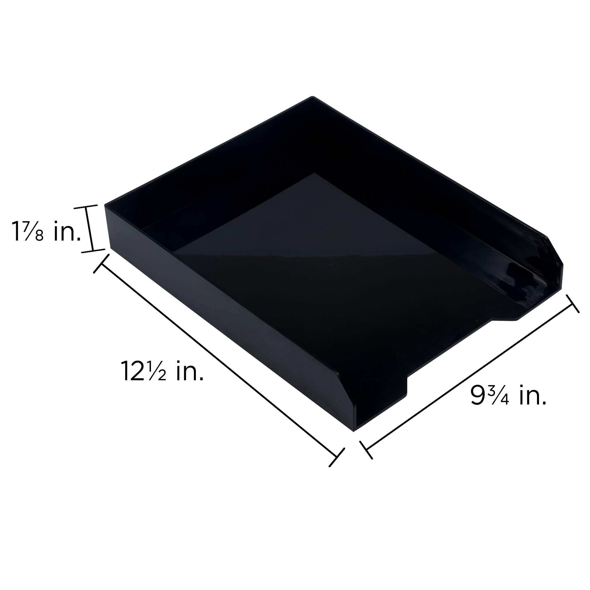JAM PAPER Stackable Paper Trays - Black - Desktop Document Organizer for Letter & File Storage - Office & Home Workspace Organization - Sold Individually - Perfect for Desk, Counter, and Shelf Organization