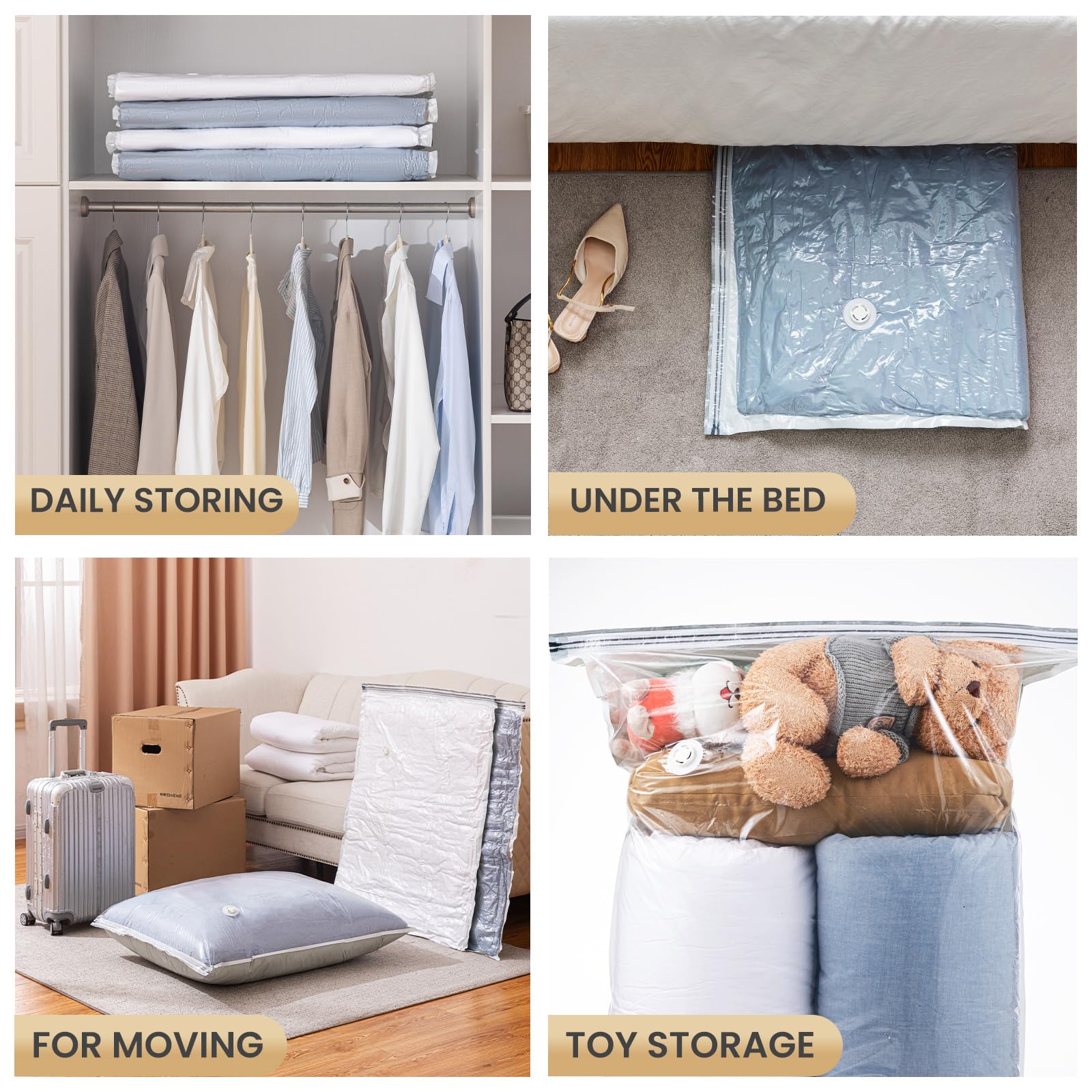 TAILI 6 Pack Jumbo Vacuum Storage Bags (40x31 Inch) - Space Saving Vacuum Seal Bags for Clothes, Pillows, Bedding & Sweaters - Perfect for Closet Organization, Travel Storage & Seasonal Clothing Protection