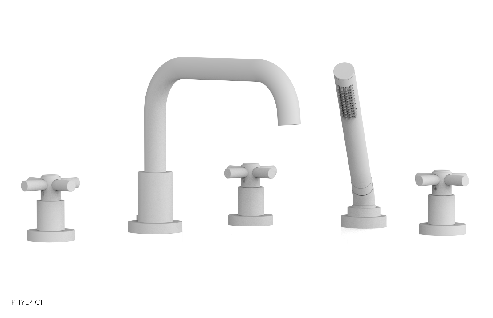 Premium Deck Mount Tub Faucet with Hand Shower - D2136D1 Tubular Cross Handles for Bathroom Sink & Bathtub | Perfect for Modern Home Renovation & Spa-Like Bathing Experience