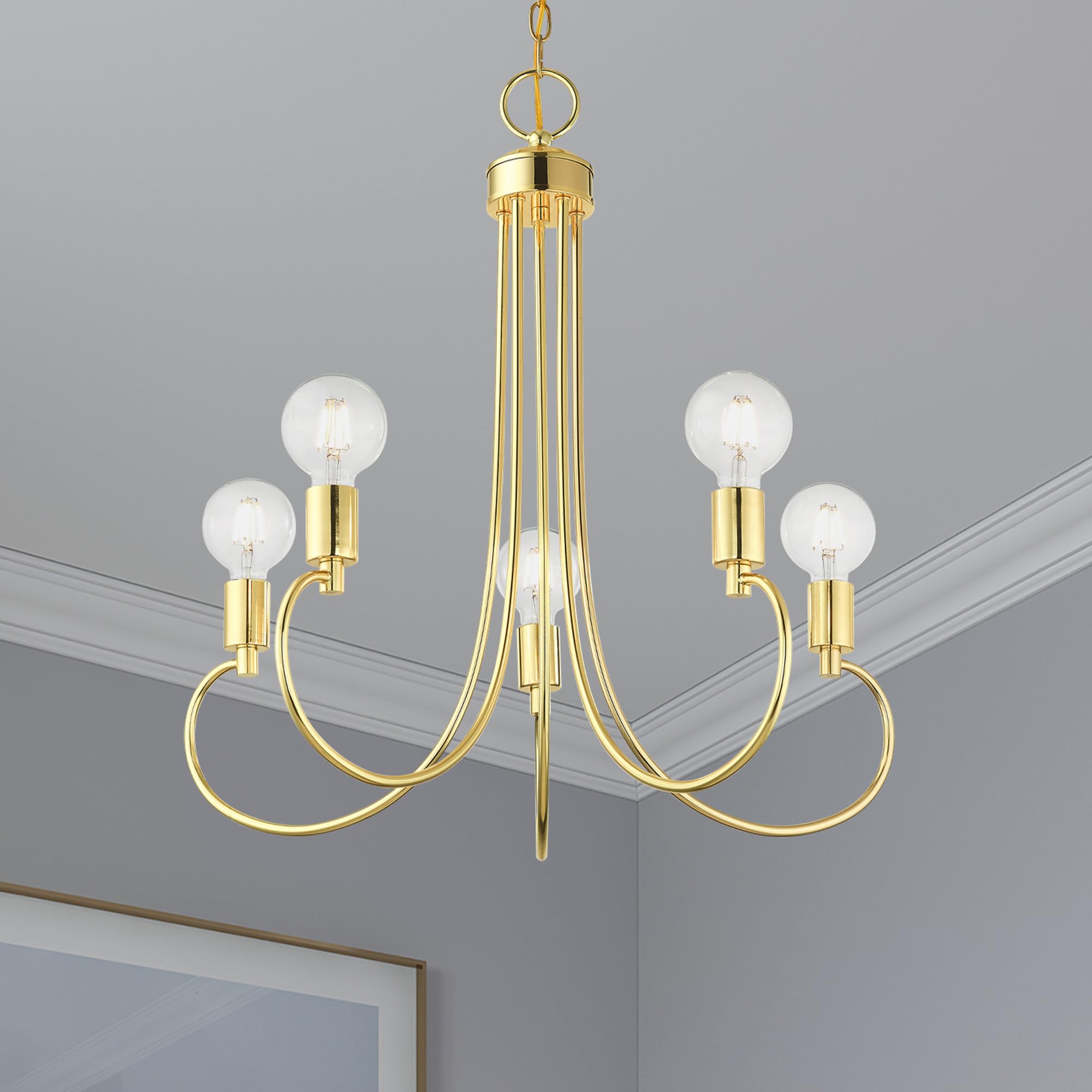 Livex Lighting 42925-04 5-Light Black Chandelier - Modern Ceiling Fixture for Dining Room, Bedroom & Living Room Decor
