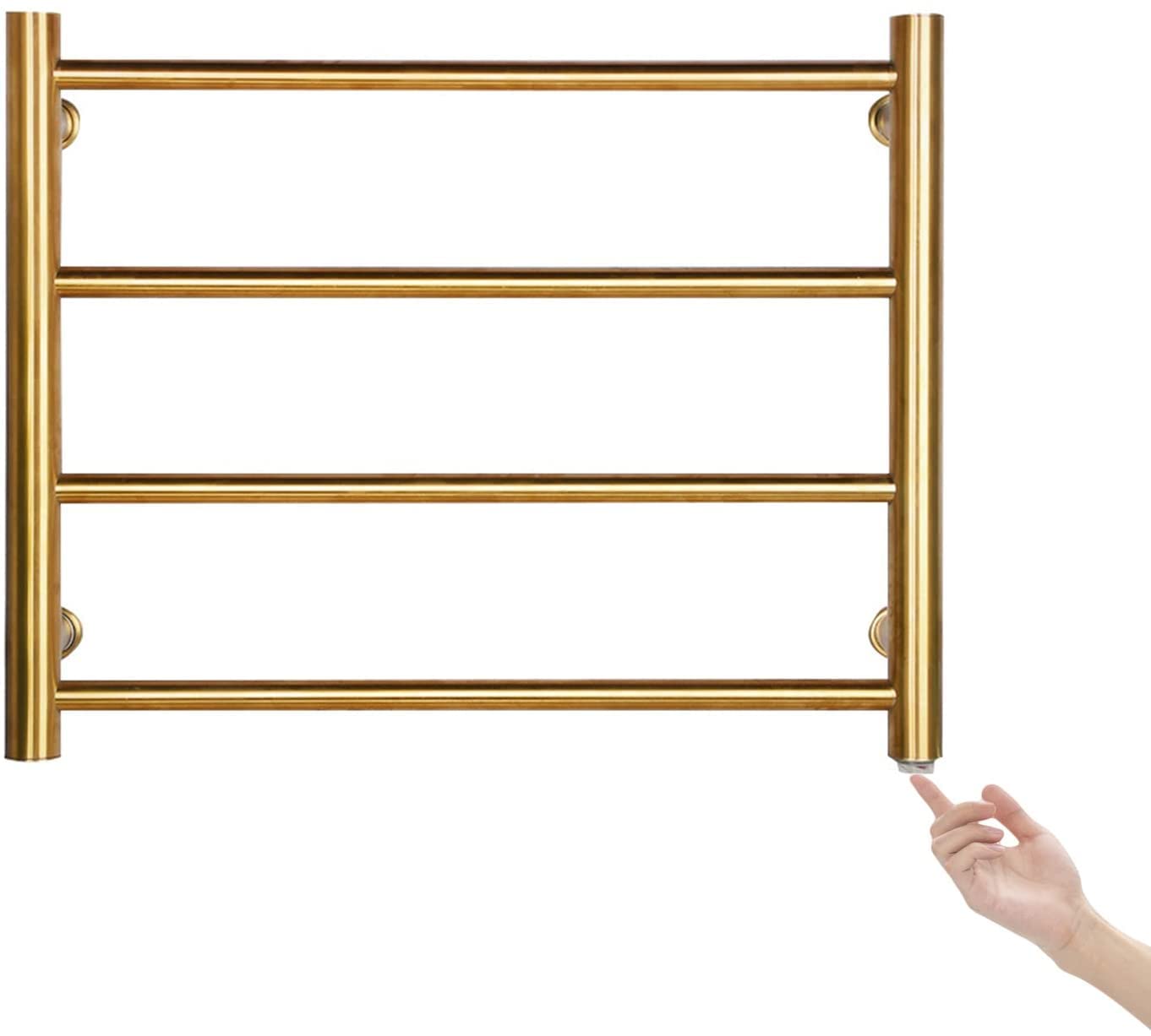 XWSM Electric Heated Towel Rack - 304 Stainless Steel Bathroom Towel Warmer with Hardwired & Plug-in Options, Brushed Gold Finish | Perfect for Spa-Like Bathroom Luxury & Cozy Home Comfort