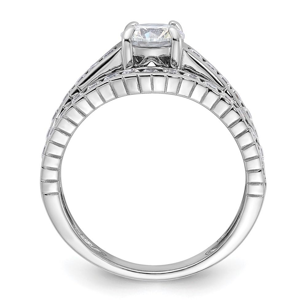 Diamond2Deal 925 Sterling Silver Rhodium Plated Cubic Zirconia Wedding Ring for Women - Elegant Bridal Band, Anniversary Gift, Promise Ring for Engagement & Special Occasions