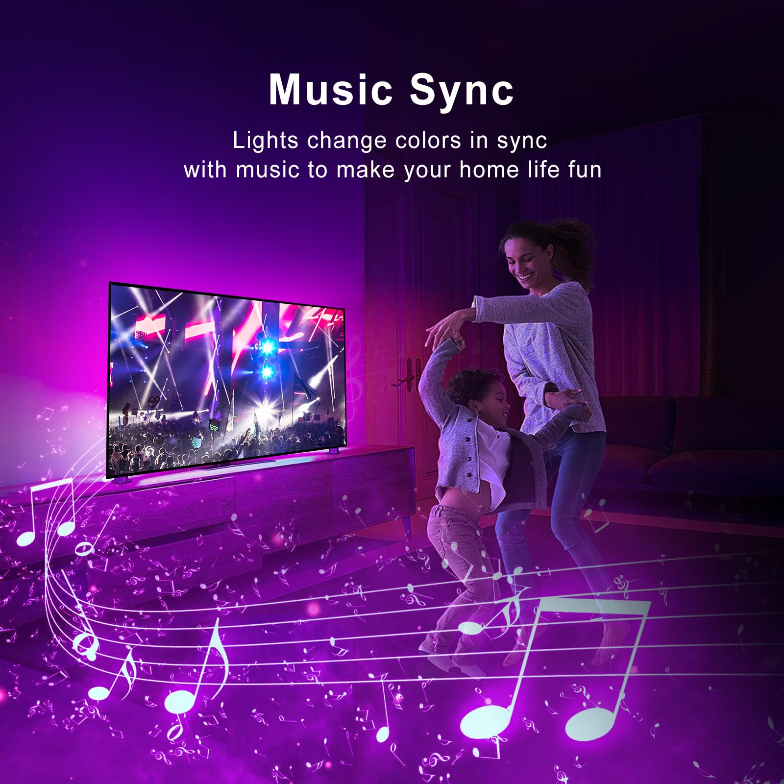 13.1 ft USB RGB Color Changing LED Strip Lights for 45-60 Inch TVs - Smart Bluetooth App & Remote Control with Music Sync | Perfect for TV Backlighting, Gaming Setup & Home Theater Ambience