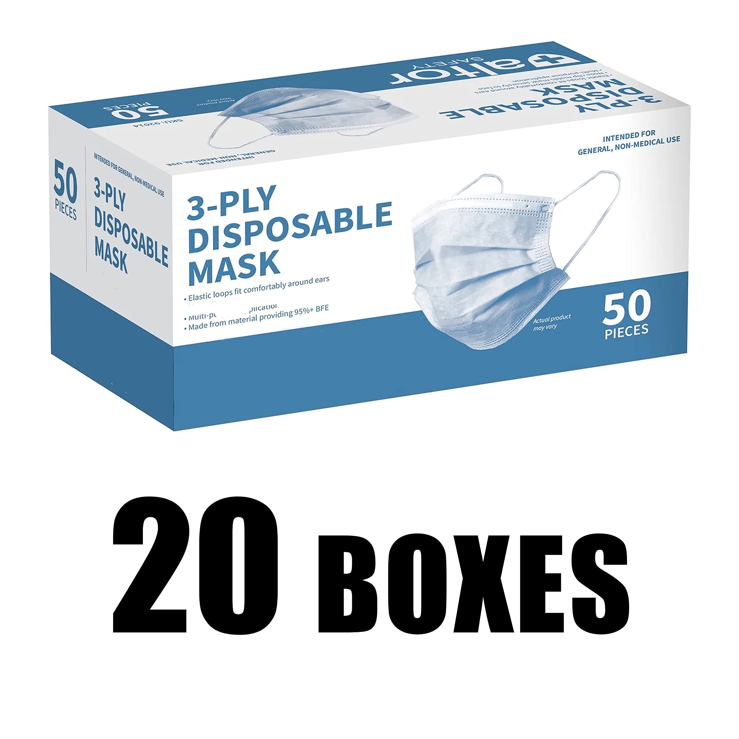 Bulk Disposable Face Masks - 50 Pack, 3-Ply Protective Masks for Daily Use, Travel & Work - Comfortable & Breathable Safety Masks in Bulk