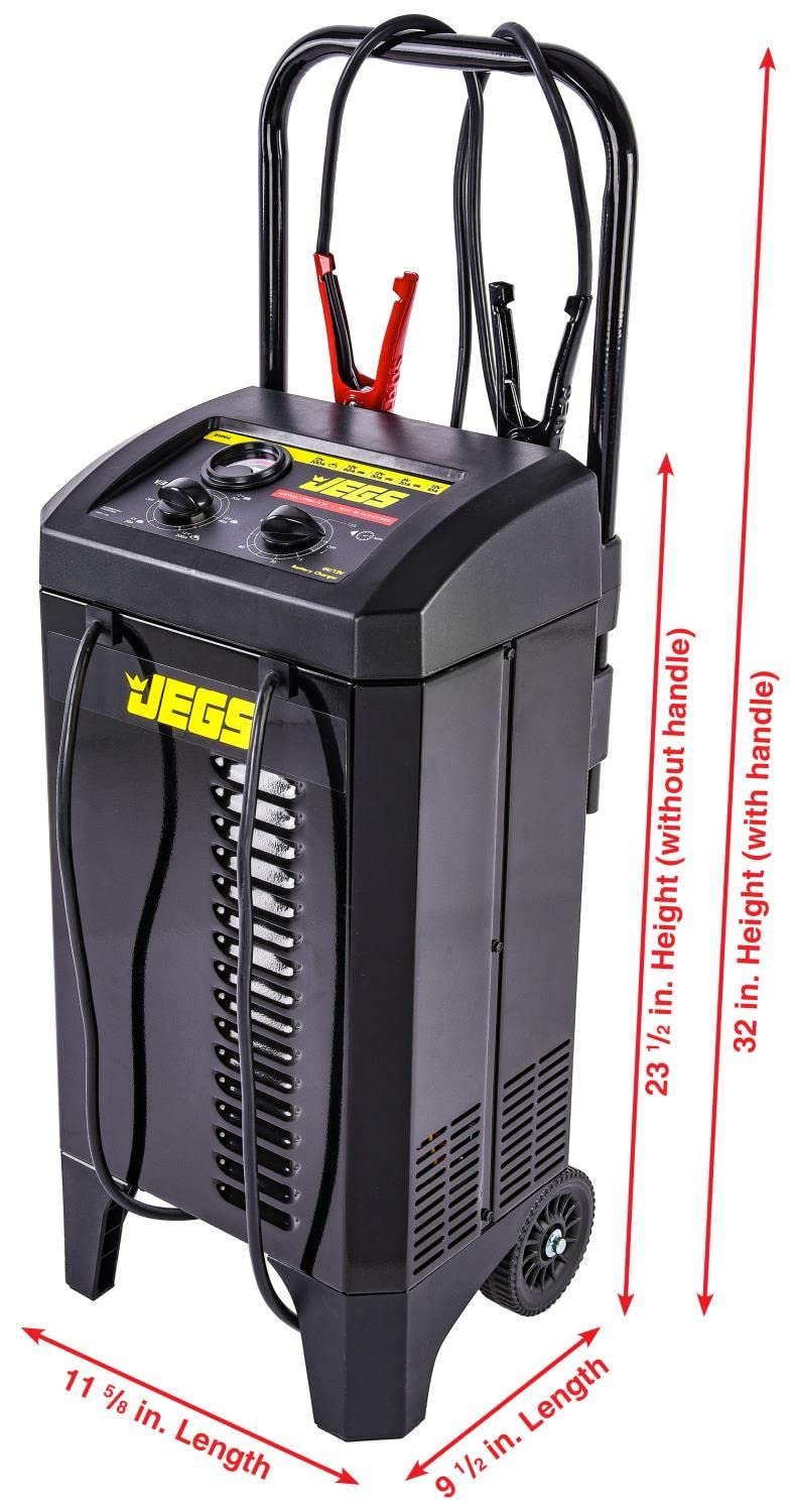 JEGS 200 Amp 12V Heavy Duty Car Battery Charger & Jump Starter - Compatible with Standard, AGM, Gel & Deep Cycle Batteries - 6ft Long Cables - Perfect for Automotive, Marine, RV & Emergency Vehicle Use
