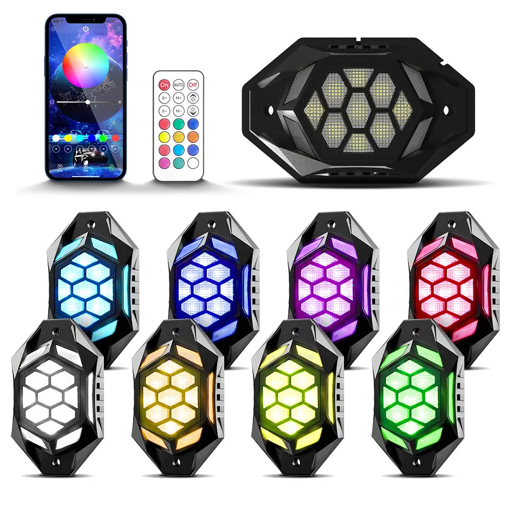 LOYO 16 Pods Upgraded 96W Off Road RGBW Rock Lights with App & Remote Control - Waterproof LED Underbody Lights for Trucks, SUVs, ATVs, UTVs & Boats | Perfect for Night Off-Roading, Car Shows & Outdoor Adventures