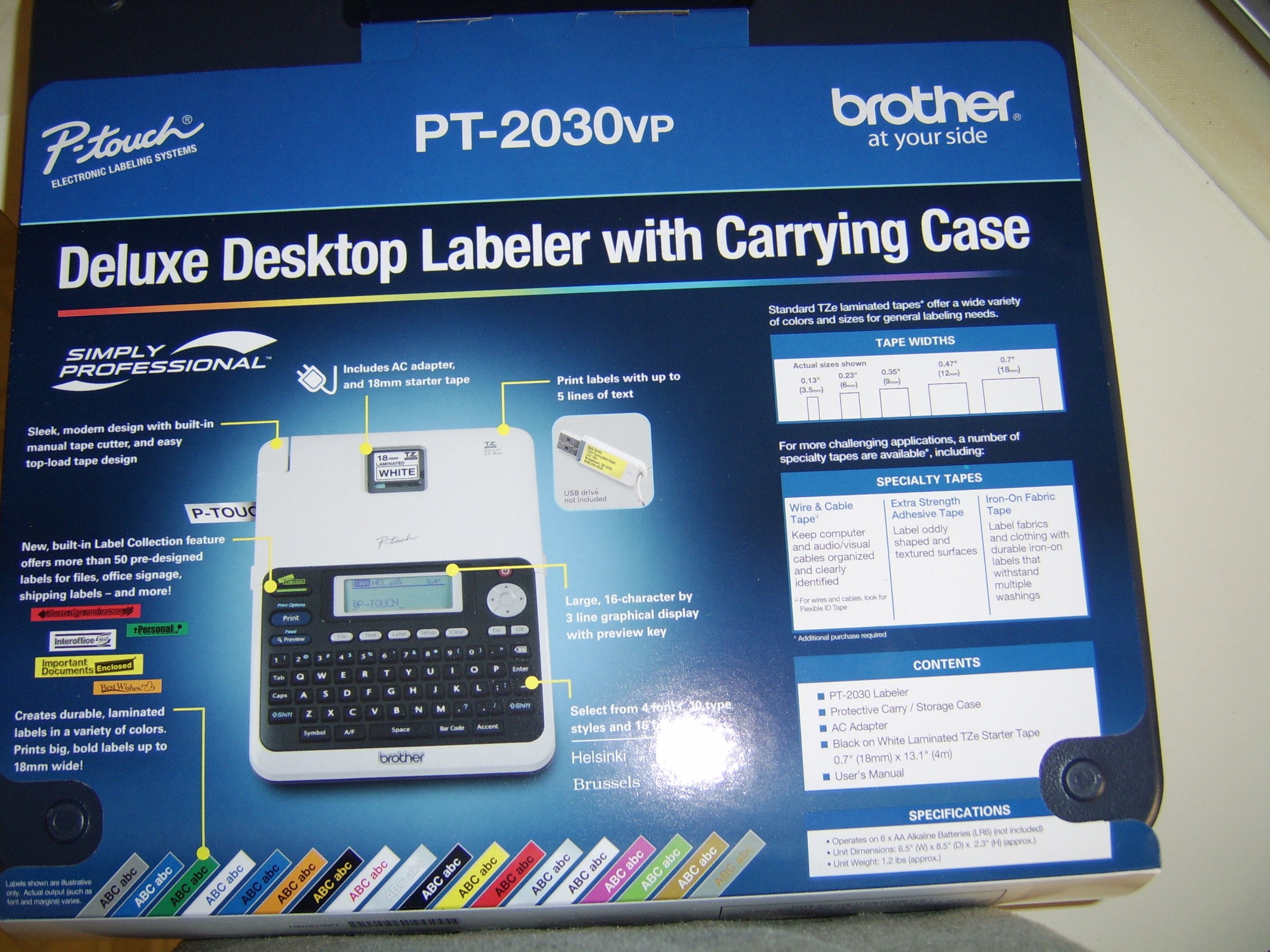 Brother PT2030VP Desktop Label Maker with Carry Case - Easy-to-Use Office Labeling Machine for Files, Folders & Organizing | Perfect for Home, Office & Small Business Organization