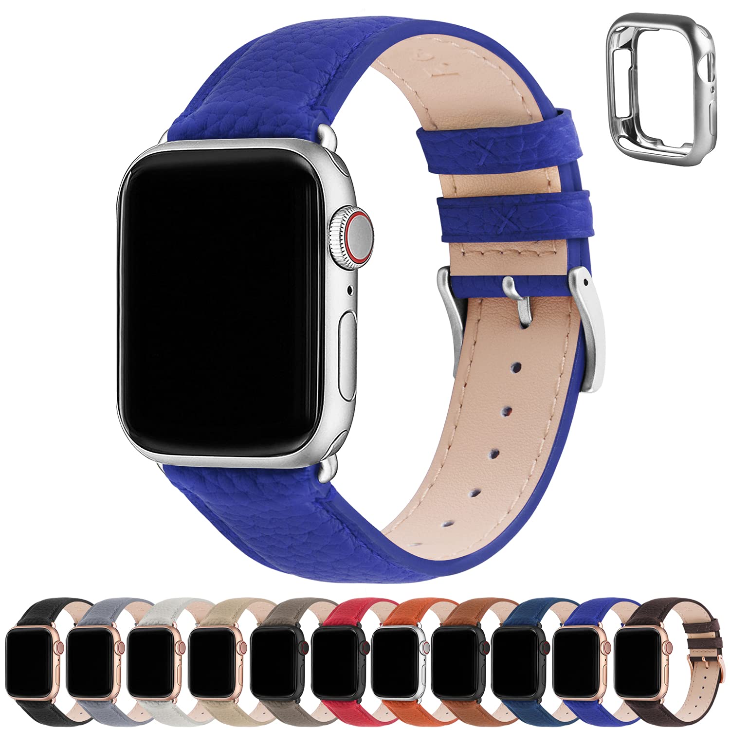 Premium Fullmosa Genuine Leather Bands for Apple Watch 38mm 40mm 41mm 42mm 44mm 45mm 49mm - Stylish Replacement Strap Compatible with iWatch Series 9/8/7/6/5/4/3/2/1/SE/Ultra - Perfect for Women's Business, Casual & Formal Occasions