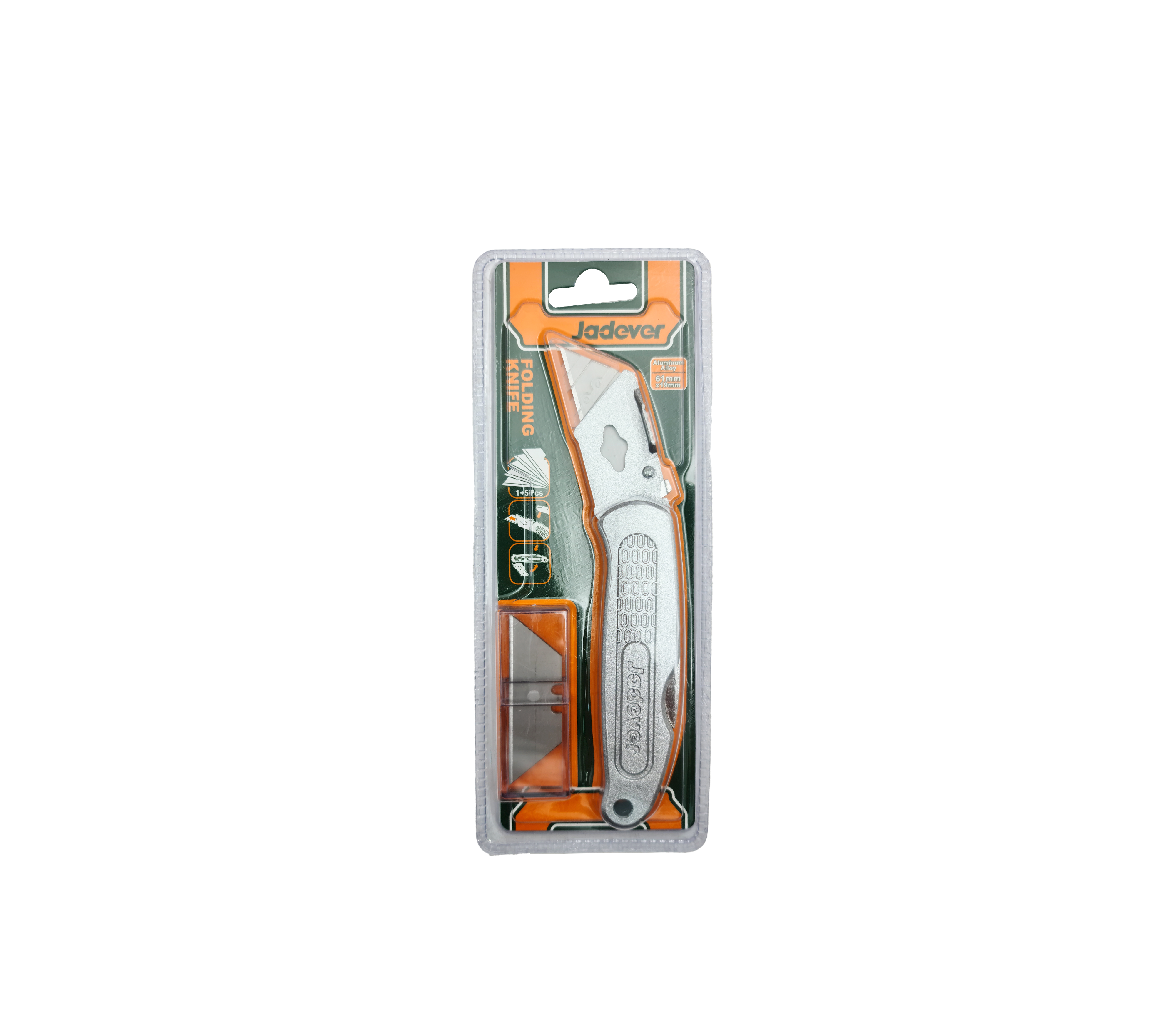 Jadever Exacto Industrial Utility Knife - 61mm x 19mm with 5 Blades - Heavy Duty Craft & Box Cutting Tool for Warehouse, Construction & DIY Projects