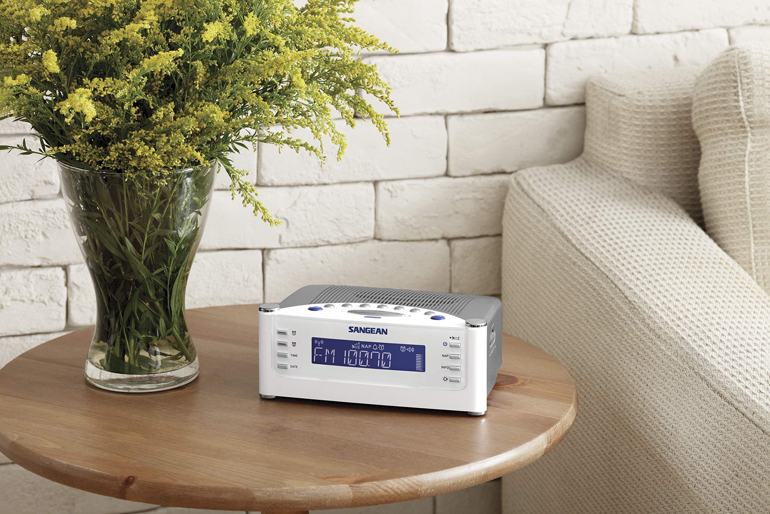 Sangean RCR-22 Atomic Digital Alarm Clock Radio with AM/FM & PS-300 Pillow Speaker Bundle - Perfect for Bedroom, Office, and Travel Use