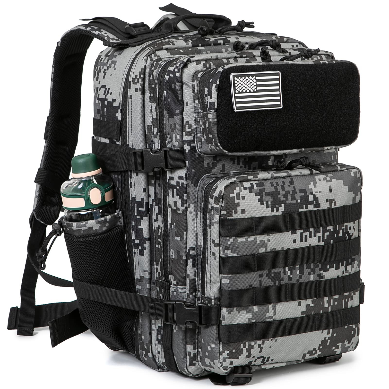 QT&QY 25L/35L/45L Military Tactical Backpack for Men - Molle Daypack, 3-Day Bug Out Bag, Hiking Rucksack with Water Bottle Holder | Outdoor Camping, Survival Gear, Travel & Adventure Essentials