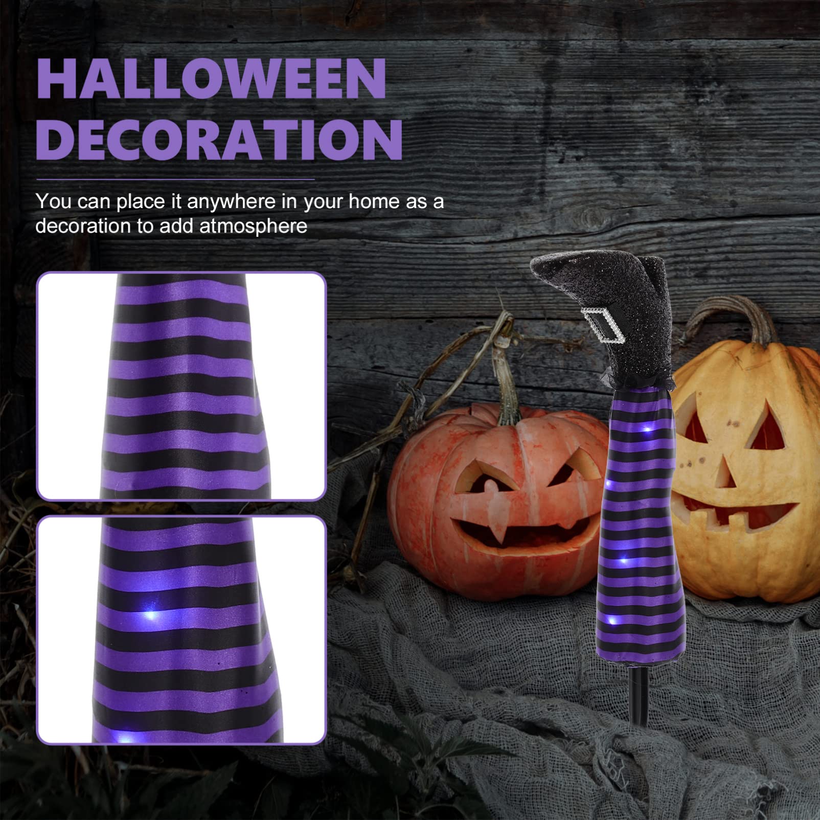 PRETYZOOM Halloween Witch Leg Stakes - Spooky Upside Down Wicked Witch Leg Yard Decorations for Outdoor Halloween Party, Haunted House & Front Lawn Decor