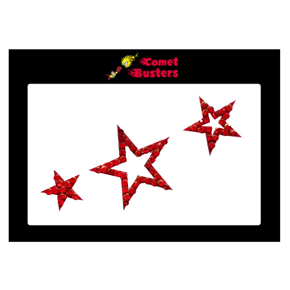 Comet Busters Red Stone Temporary Body Tattoo Jewelry (BJ185) - Perfect for Halloween, Cosplay, and Festival Body Art