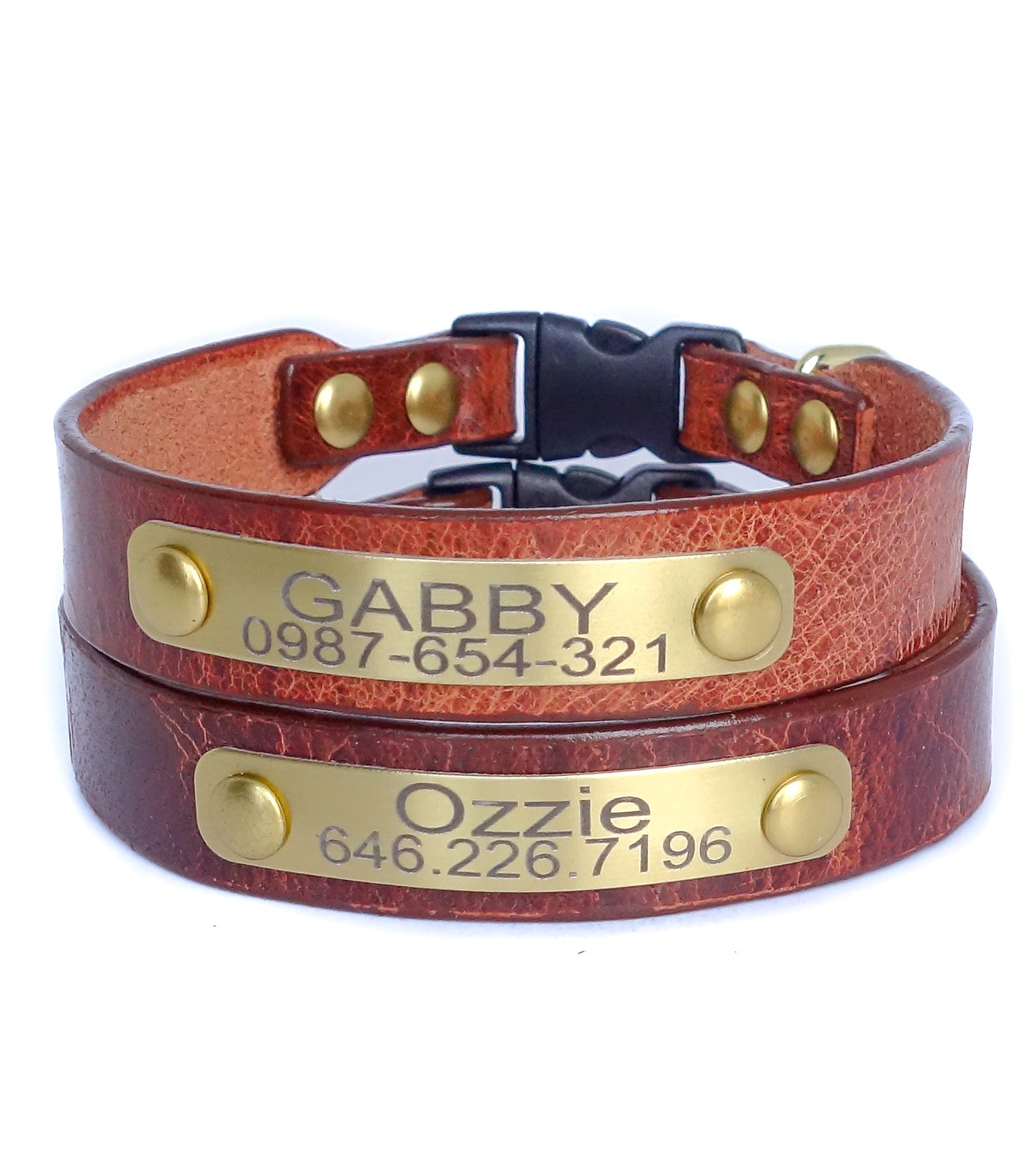 Personalized Buffalo Leather Cat Collar with Engraved Name Plate - Durable & Stylish Pet Accessory for Indoor & Outdoor Adventures