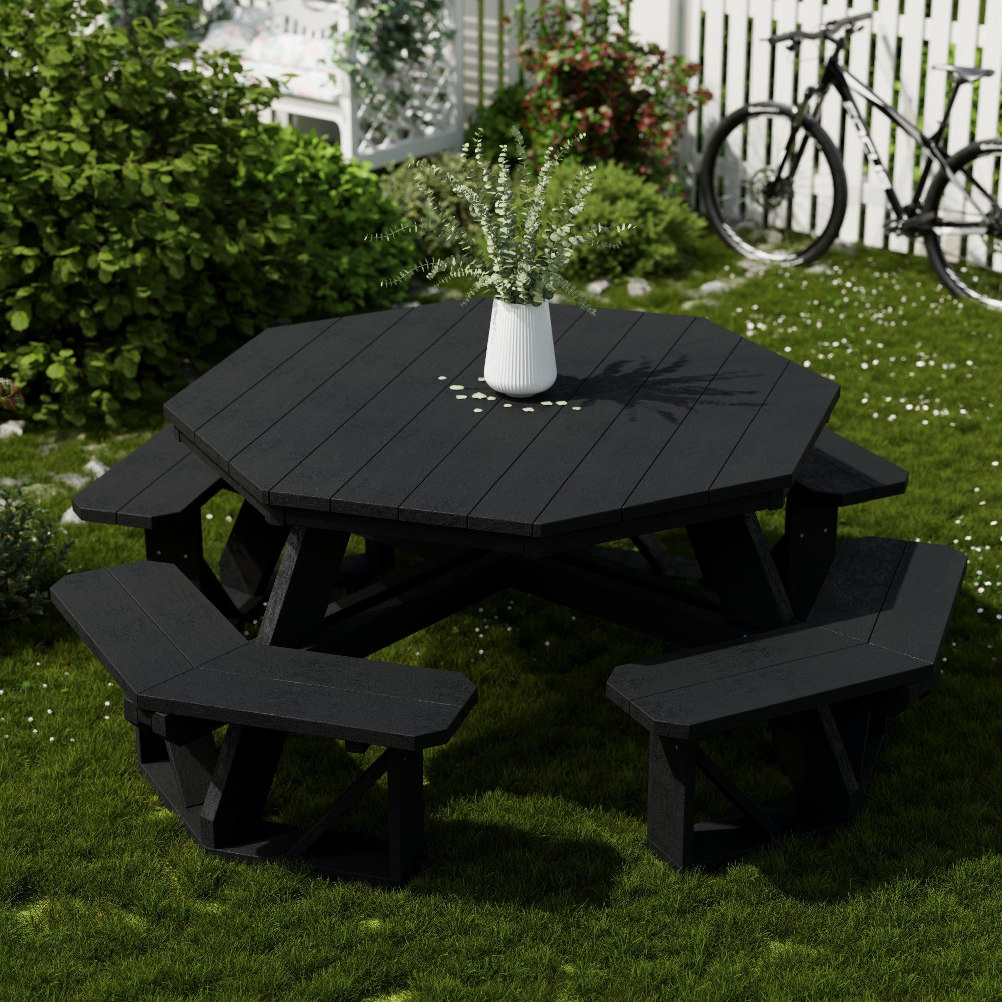 Heritage Octagon Picnic Table - 8-Person Outdoor Dining Set for Backyard, Patio, Garden, Park & Camping - Durable All-Weather Wooden Picnic Bench