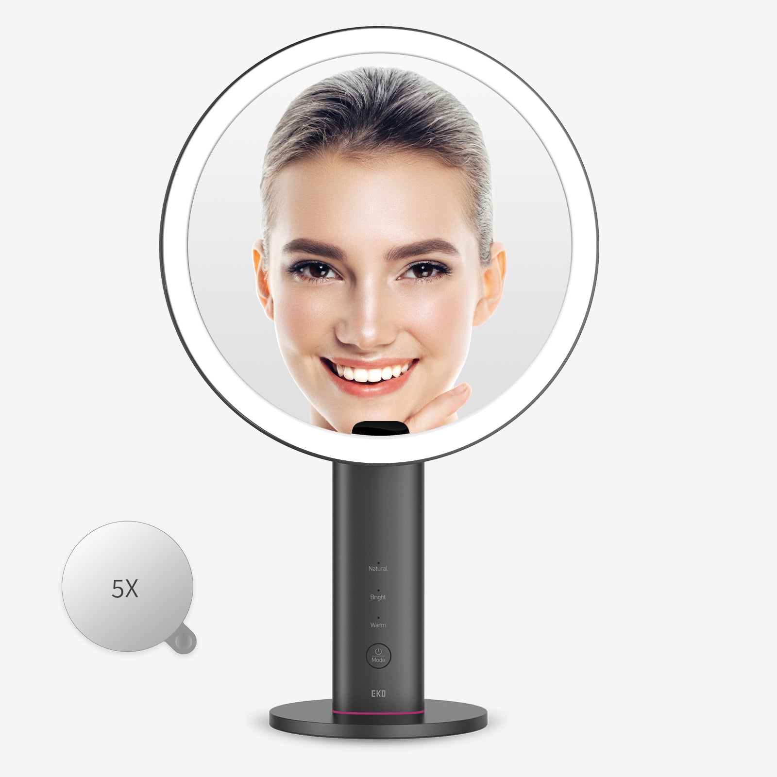 iMira Ultra Clear 8 Sensor Mirror with 1X/5X Magnification - Dark Gray - Smart Bathroom Vanity Mirror for Makeup, Shaving & Skincare