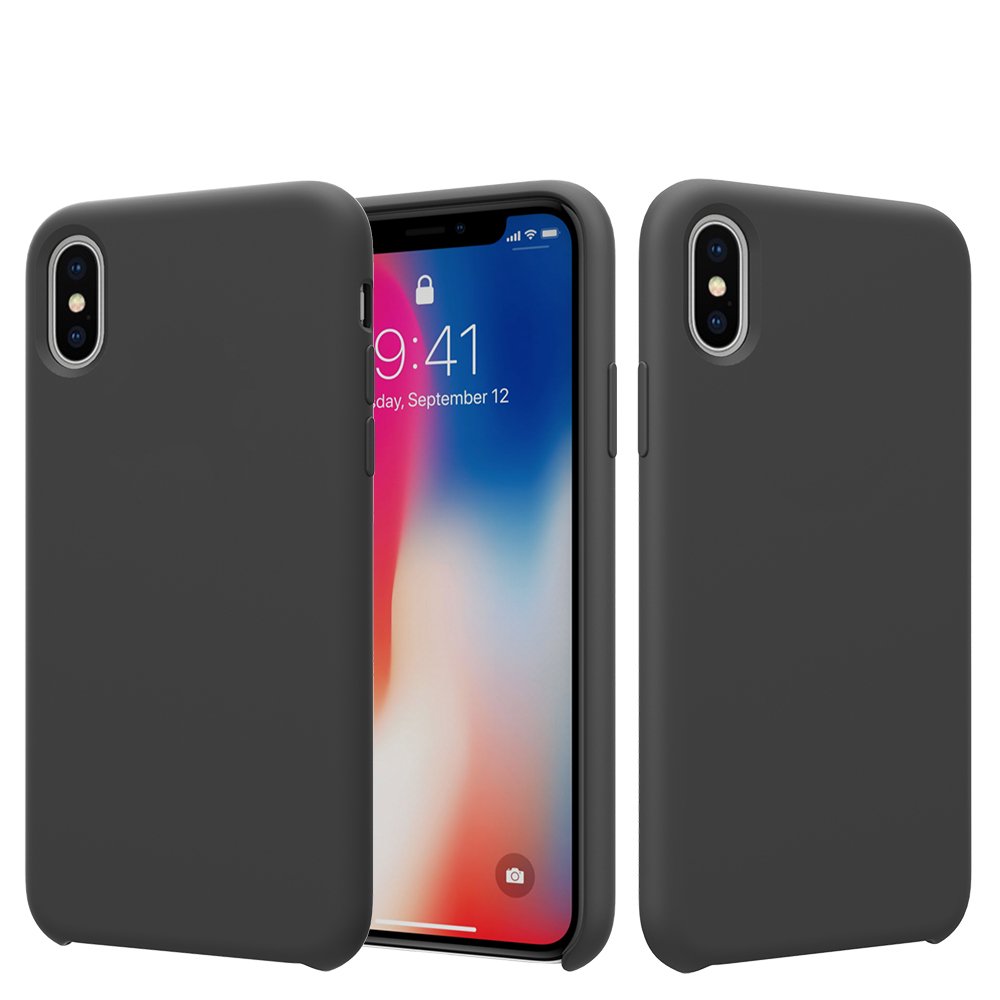 Premium Liquid Silicone Gel Rubber Case for Apple iPhone XS/X/10 - Slim Shockproof Protective Cover with Soft Microfiber Lining (Black) | Perfect for Everyday Use, Travel & Outdoor Activities