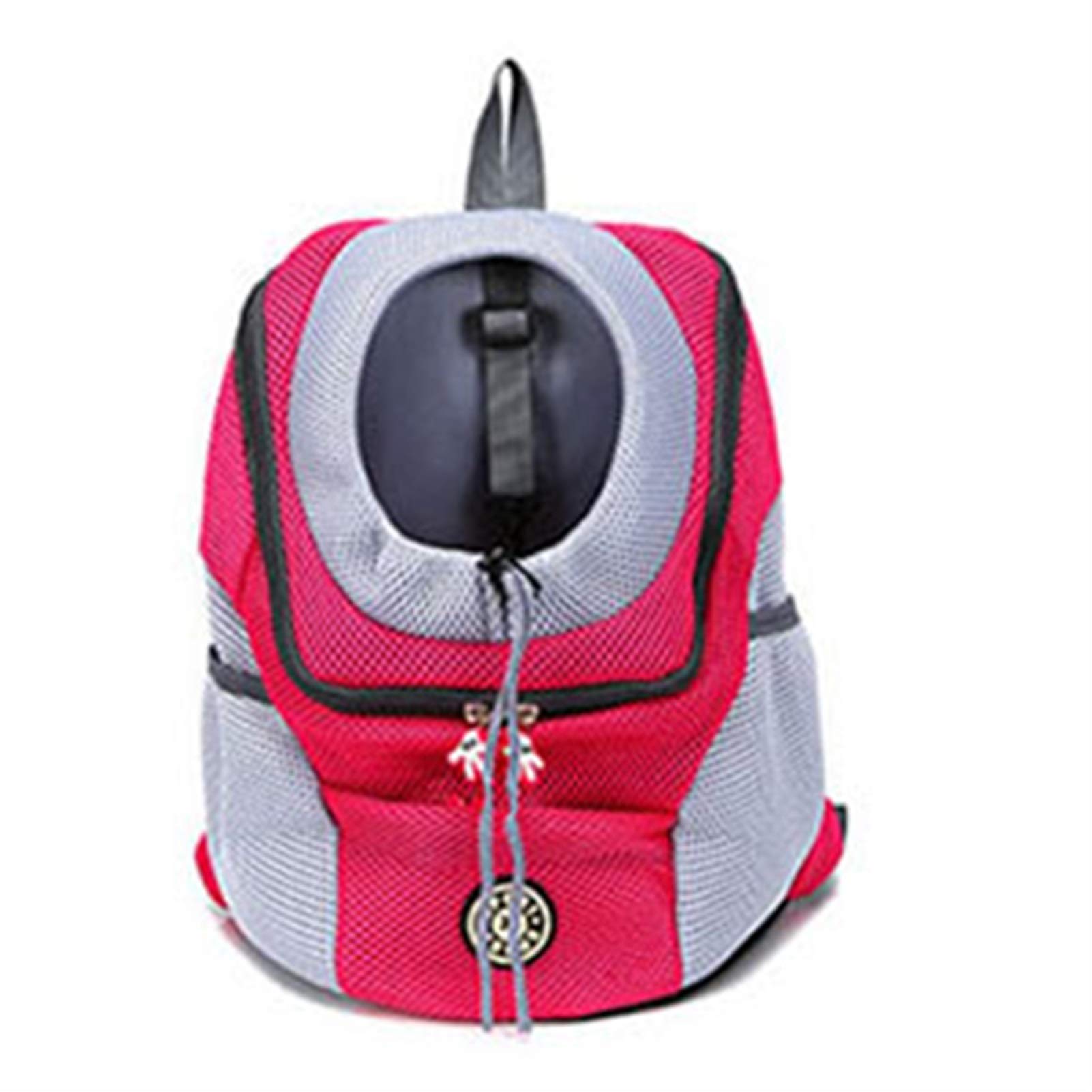 **Red Double Shoulder Pet Carrier Backpack - Portable Travel Dog Bag with Mesh Ventilation, 41x50x25cm (L) - Perfect for Hiking, Camping & Outdoor Adventures**