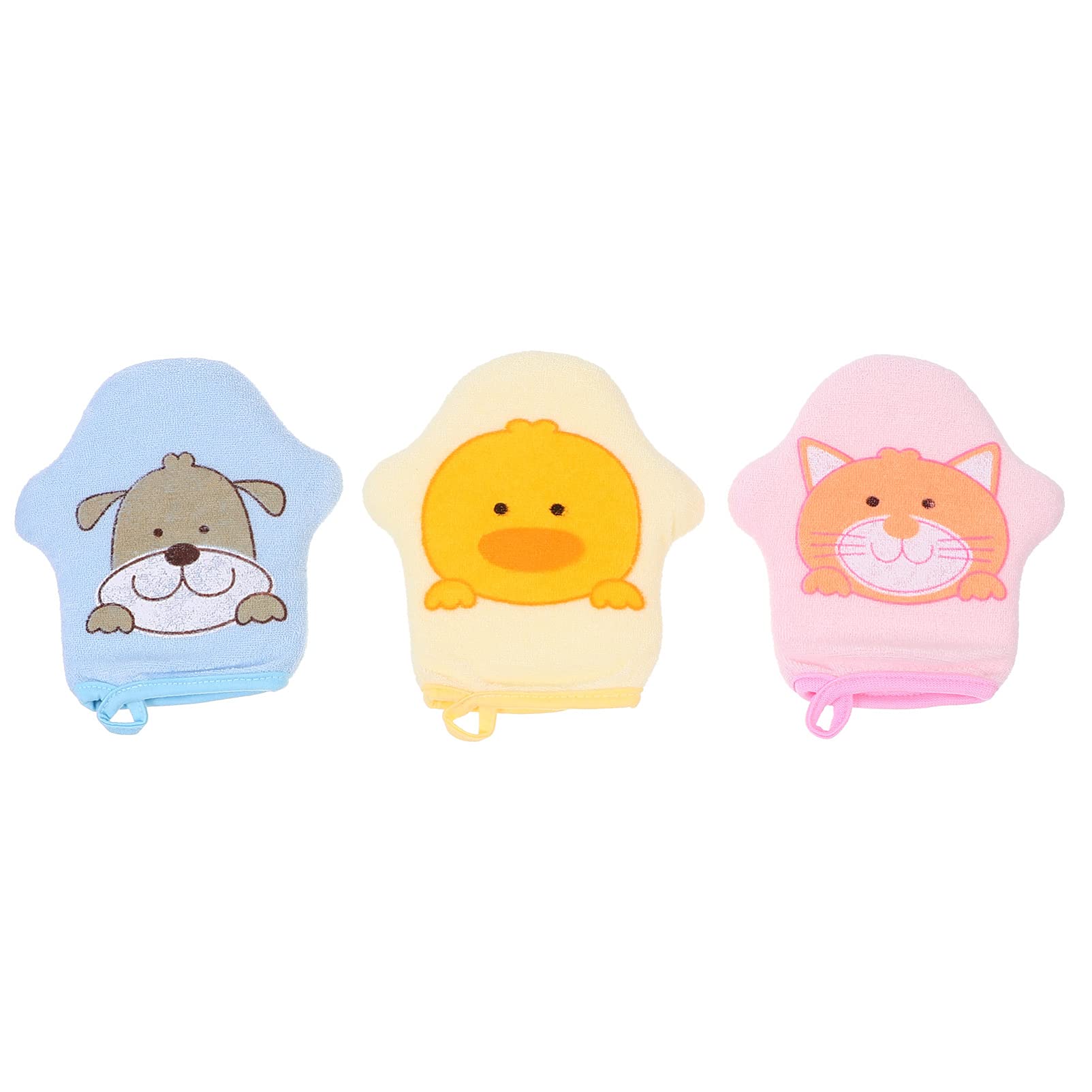 HEALLILY 3-Pack Cartoon Animal Loofah Sponge Bath Mitts - Exfoliating Shower Gloves for Kids, Boys & Girls - Soft Bath Sponge Scrubber for Gentle Skin Care - Perfect for Bath Time Fun & Exfoliation