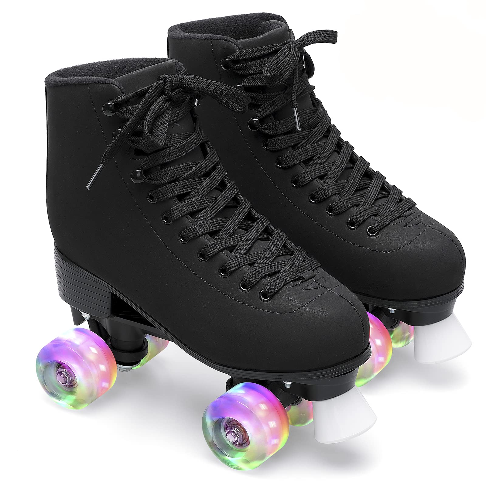 Women's Classic High-Top Roller Skates - Double Row Light-Up Wheels for Girls & Adults - Unisex Quad Skates for Indoor & Outdoor Use - Perfect for Rinks, Parks & Street Skating