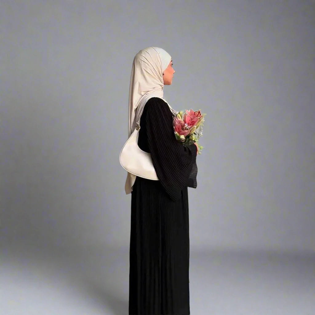 Elegant Chiffon Pleated Abaya Dress for Women - Modest Islamic Fashion - Perfect for Prayer, Eid, Wedding & Special Occasions