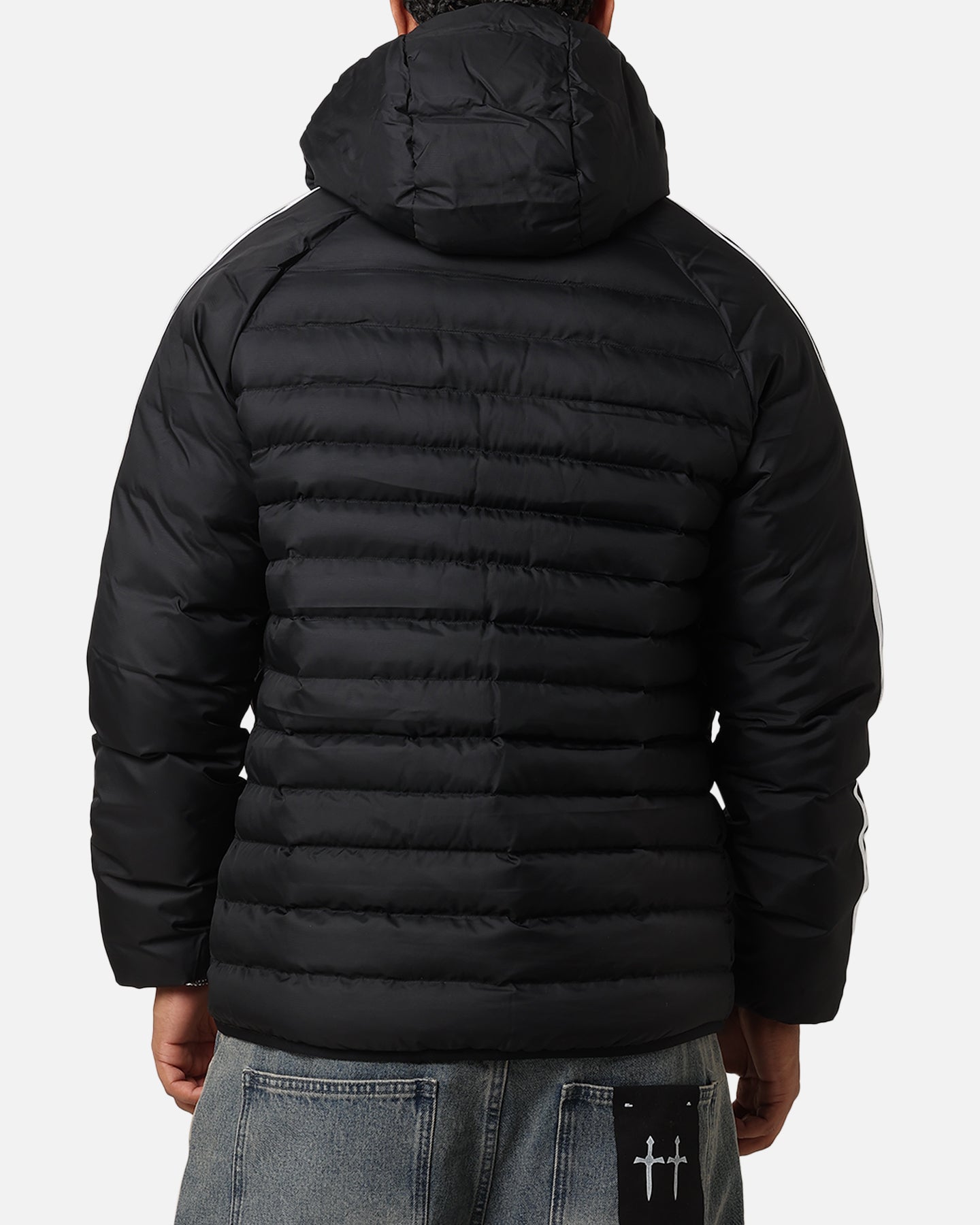 Adidas Padded Hooded Jacket for Men & Women - Black/White Winter Coat with Warm Fleece Lining - Perfect for Outdoor Activities, Hiking & Casual Wear