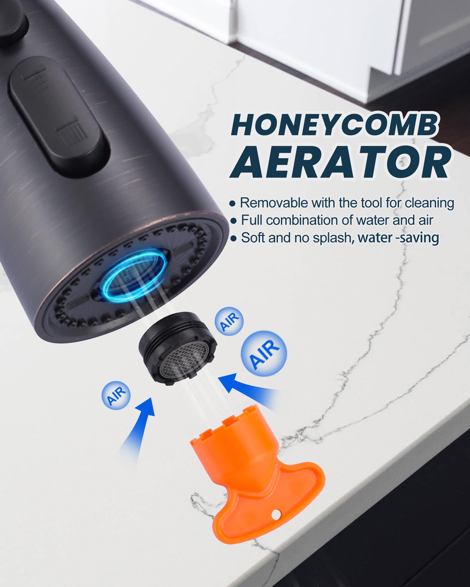 ARCORA Oil Rubbed Bronze Kitchen Faucet Spray Head - 3-Function Sink Spray Nozzle with 9 Adapters, Replacement Faucet Head Compatible with Moen, Delta, American Standard - Perfect for Kitchen Sink Upgrades & DIY Plumbing Repairs