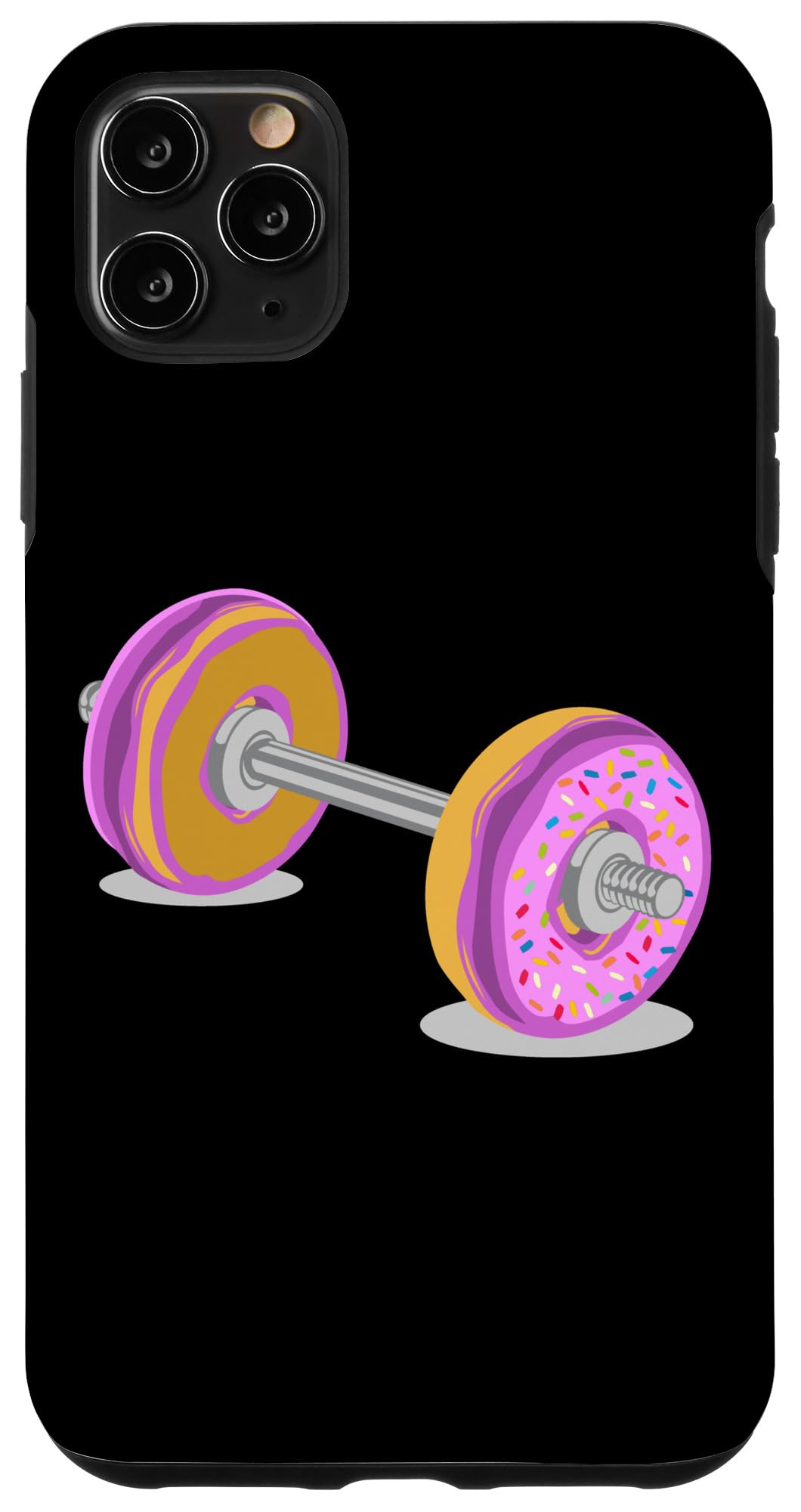 iPhone 11 Pro Max Case - Funny Glazed Donut Barbell Fitness Phone Cover for Gym & Workout | Durable Protective Case for Running, Weightlifting & Exercise