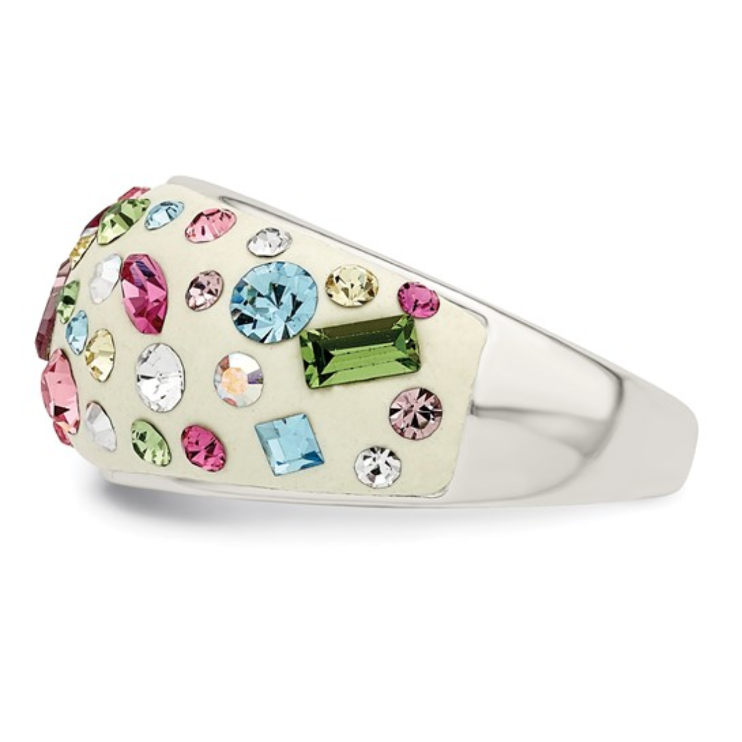 Silver Crystal Multi-Colored Stone Rings for Women - Elegant Bohemian Jewelry for Parties, Weddings & Everyday Wear