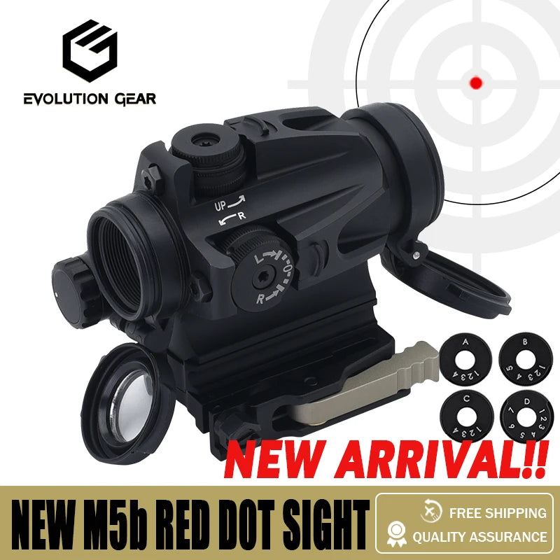 EVOLUTION GEAR Tactical M5b RDS Red Dot Sight Reflex Scope with LRP, BCM & LEAP QD Mount - Full Markings for Hunting, Airsoft & Tactical Shooting | Perfect for Outdoor Adventures, Range Training & Competitive Shooting