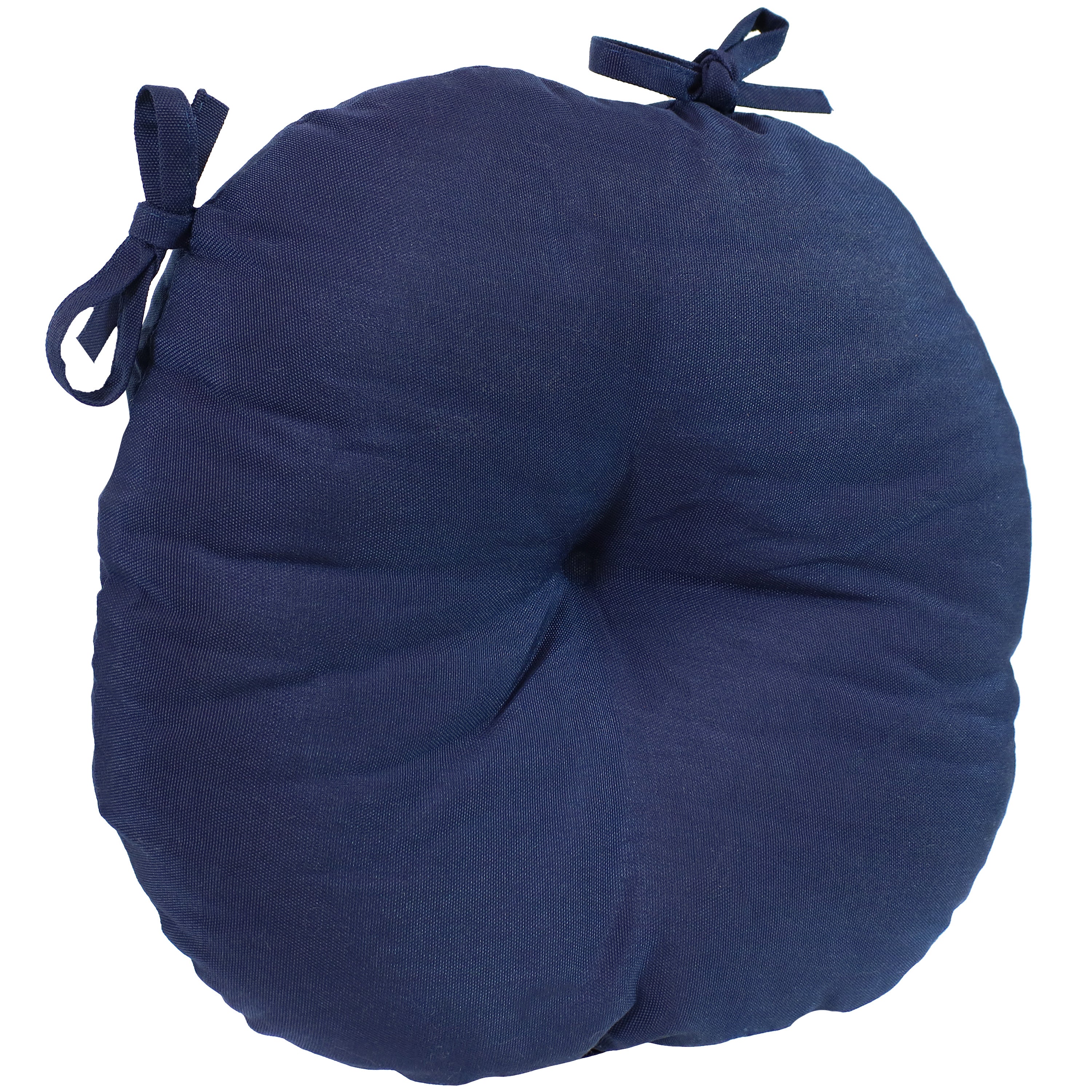 Sunnydaze Olefin Round Bistro Chair Cushions Set of 2 - Waterproof Outdoor Patio Furniture Seat Cushions in Navy Blue for Garden, Deck, and Poolside Use