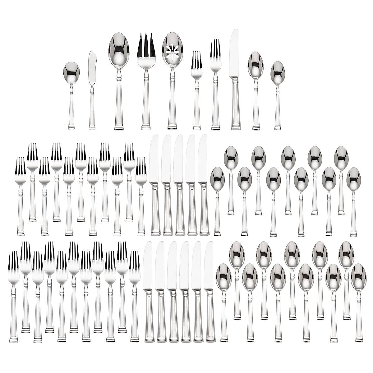 Premium 65-Piece Flatware Set - Stainless Steel Silverware for 12 - Elegant Dining Utensils for Home, Restaurant & Wedding - Knives, Forks, Spoons Included