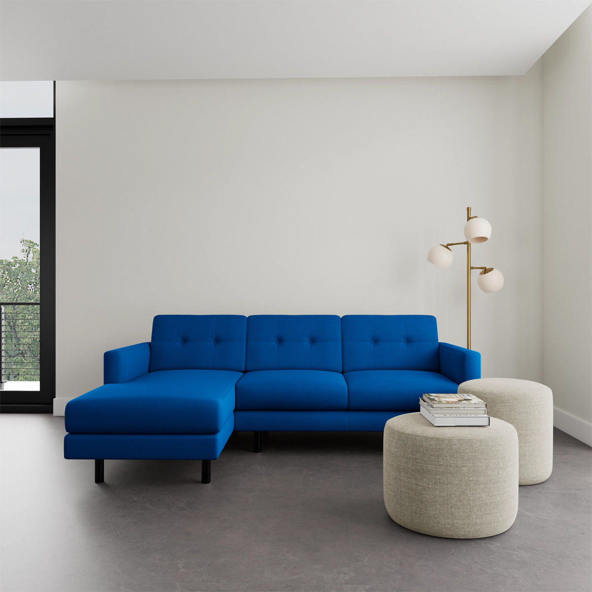 Conrad Fabric Left Chaise Sofa - Modern L-Shaped Sectional Couch with Reversible Chaise Lounge for Living Room, Apartment & Home Theater Comfortable Seating