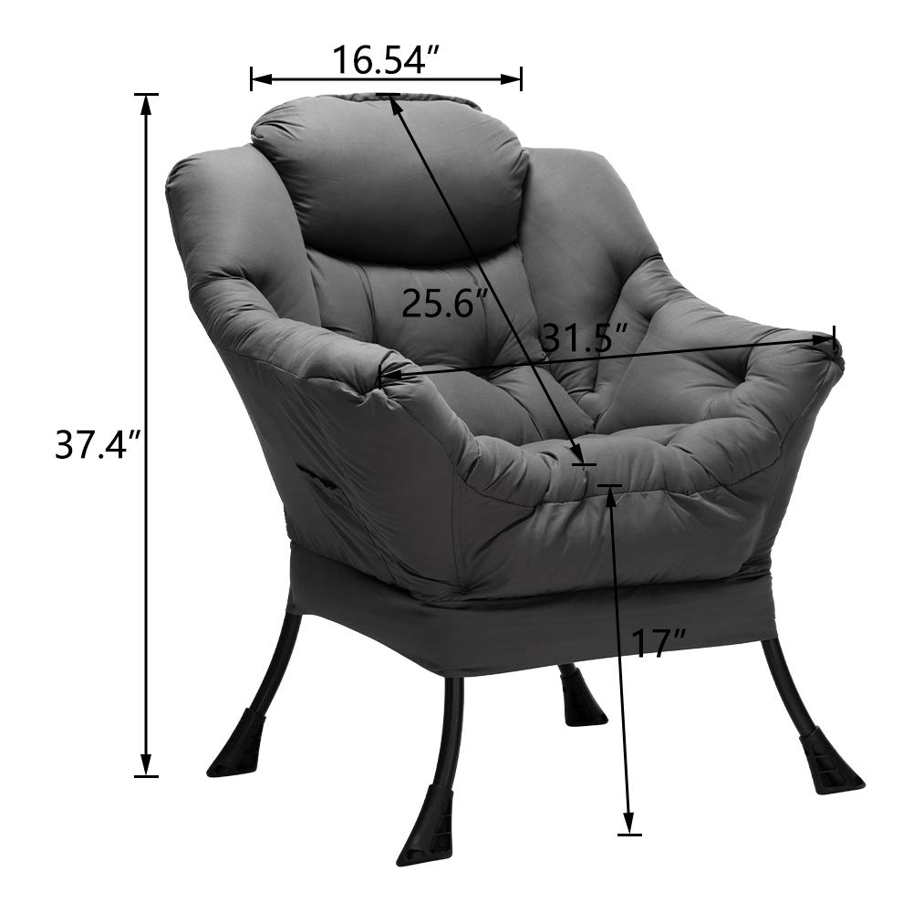 HollyHOME Oversized Fabric Lounge Chair - Dark Grey Accent Reading Chair with Armrests for Living Room, Bedroom & Dorm | Cozy Comfort for Relaxing, Reading & Napping