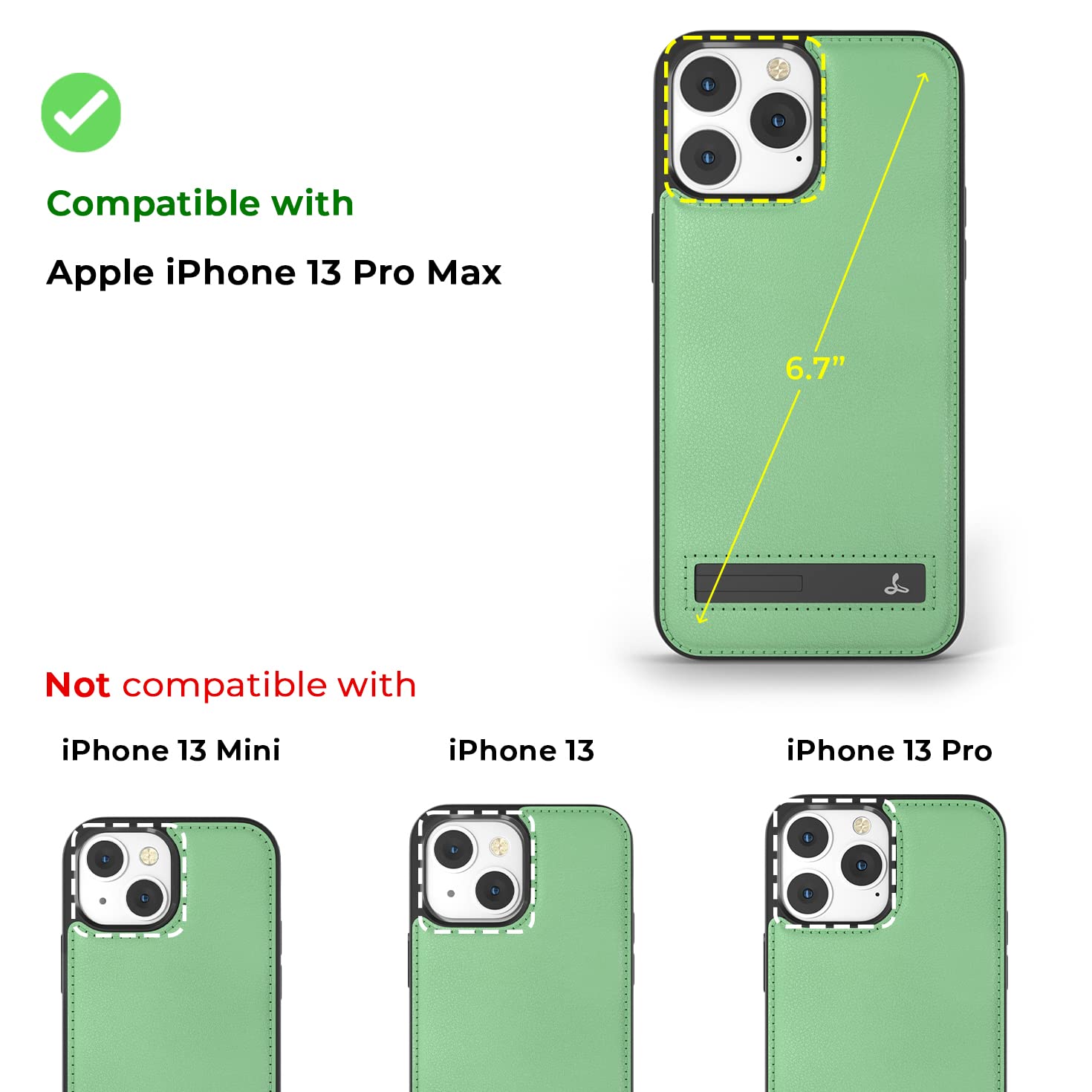 Premium Genuine Leather iPhone 13 Pro Max Case with MagSafe & Kickstand | Snakehive Metro Leather Cover | Durable Protection & Hands-Free Stand | Perfect for Work, Travel & Everyday Use (Green)