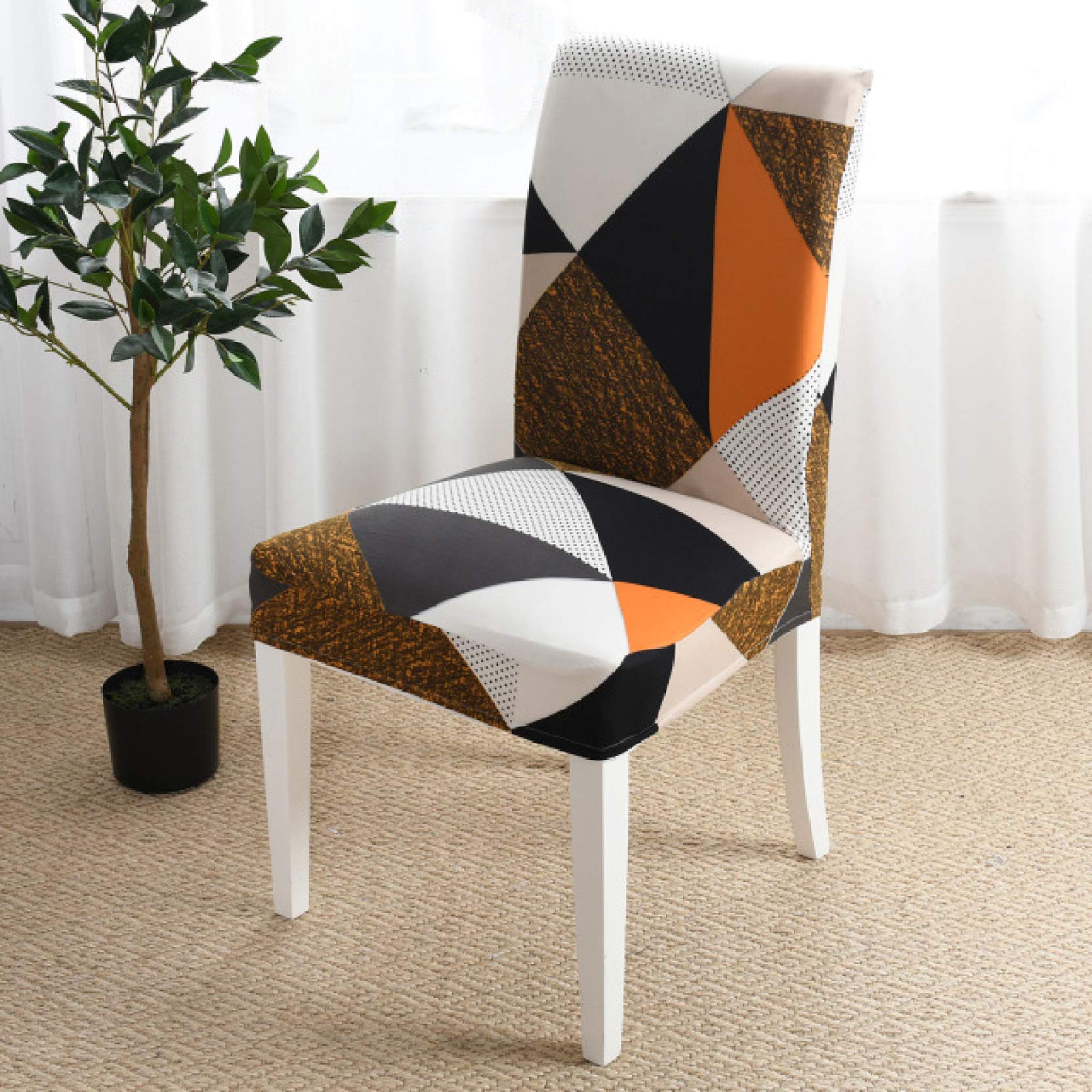 YURASIKU 1/2/4/6PCS Waterproof Printed Stretchable Chair Covers - Removable & Washable Dining Chair Slipcovers for Banquet, Hotel, Restaurant & Home Use - Perfect for Parties, Weddings & Everyday Dining Protection