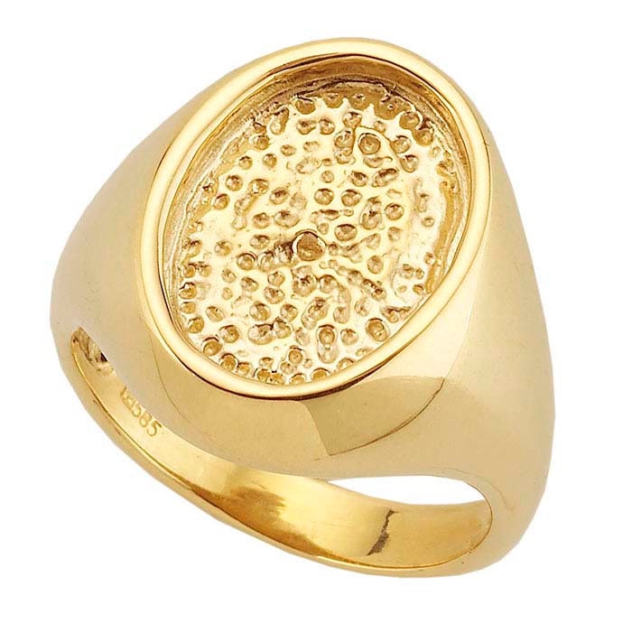 14K Yellow Gold 14x10mm Oval Cabochon Ring Mounting - Size 7 Blank Setting for Gemstones | Perfect for Engagement Rings, Wedding Bands & Jewelry Making