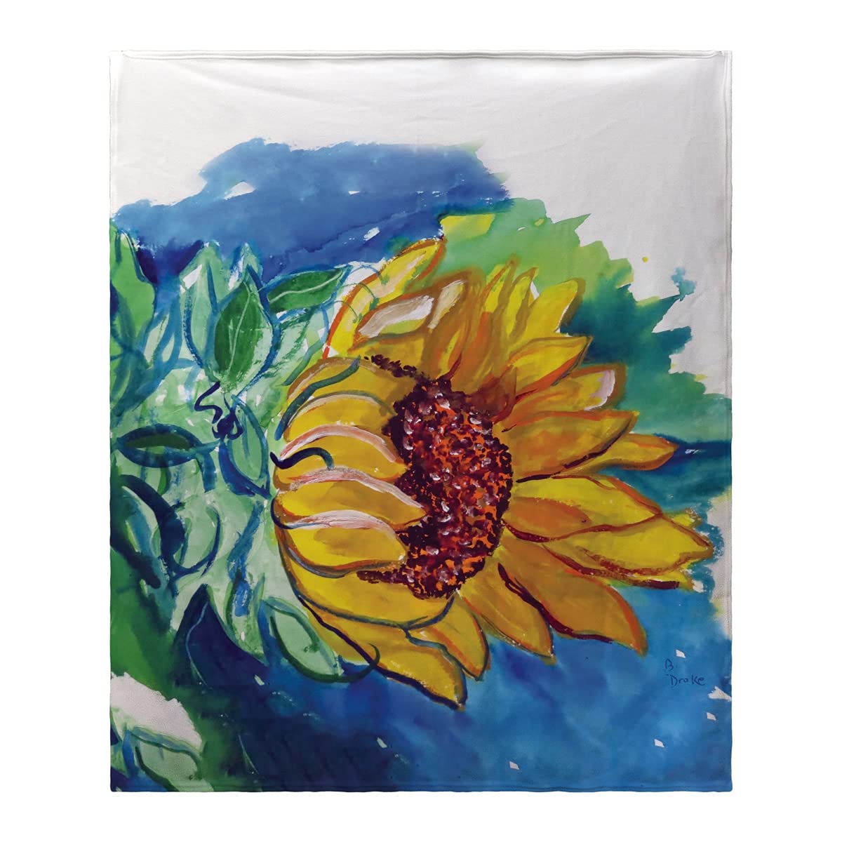 Betsy Drake Cozy Windy Sunflower Fleece Blanket - Soft Flannel Throw for Couch, Bed & Outdoor Use - Perfect Gift for Women & Home Decor