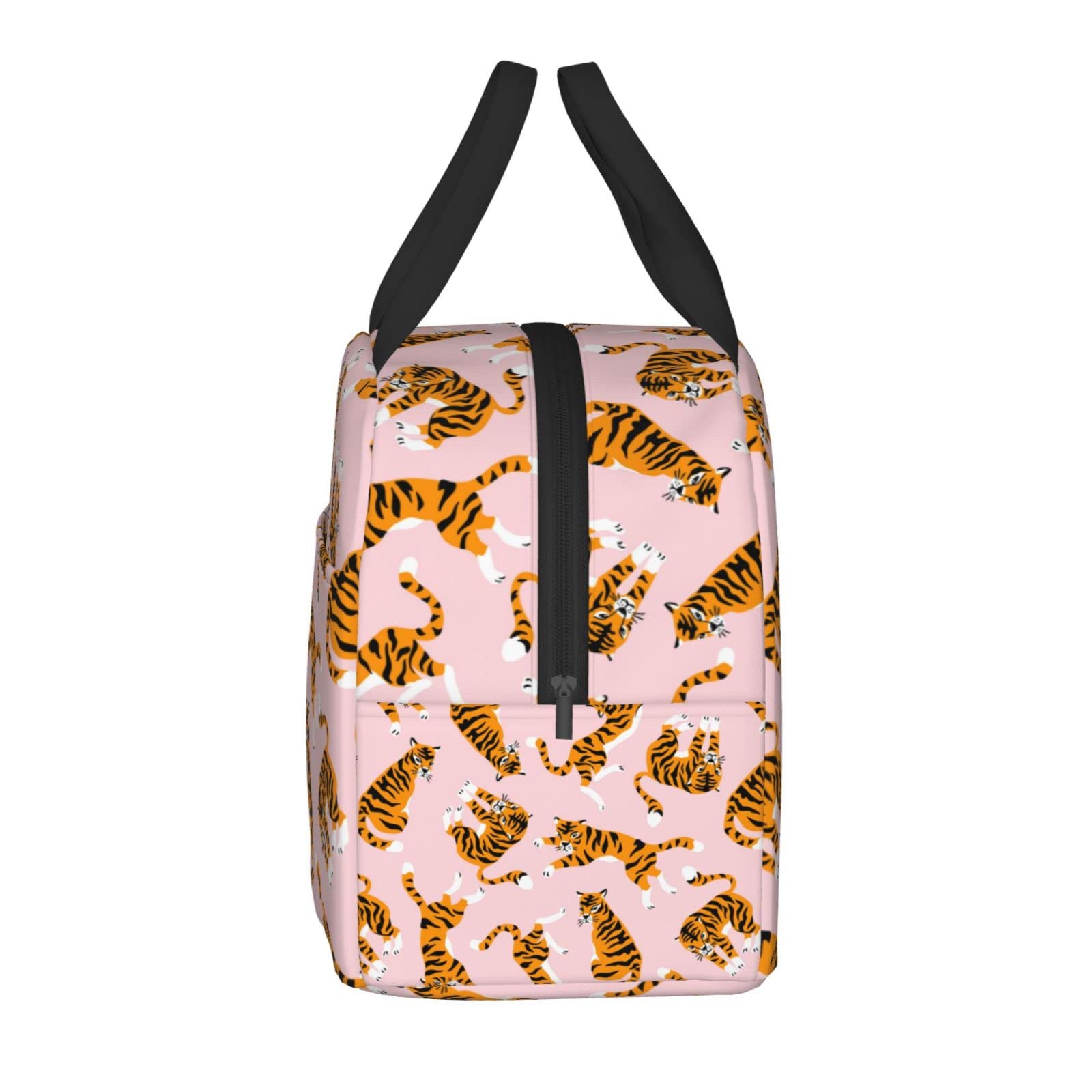 Pink Tigers Insulated Lunch Box for Kids - Reusable Thermal Lunch Bag for Boys & Girls, Perfect for School, Camping, Hiking, Picnic, Beach & Travel - Ideal for Keeping Meals Fresh On-the-Go