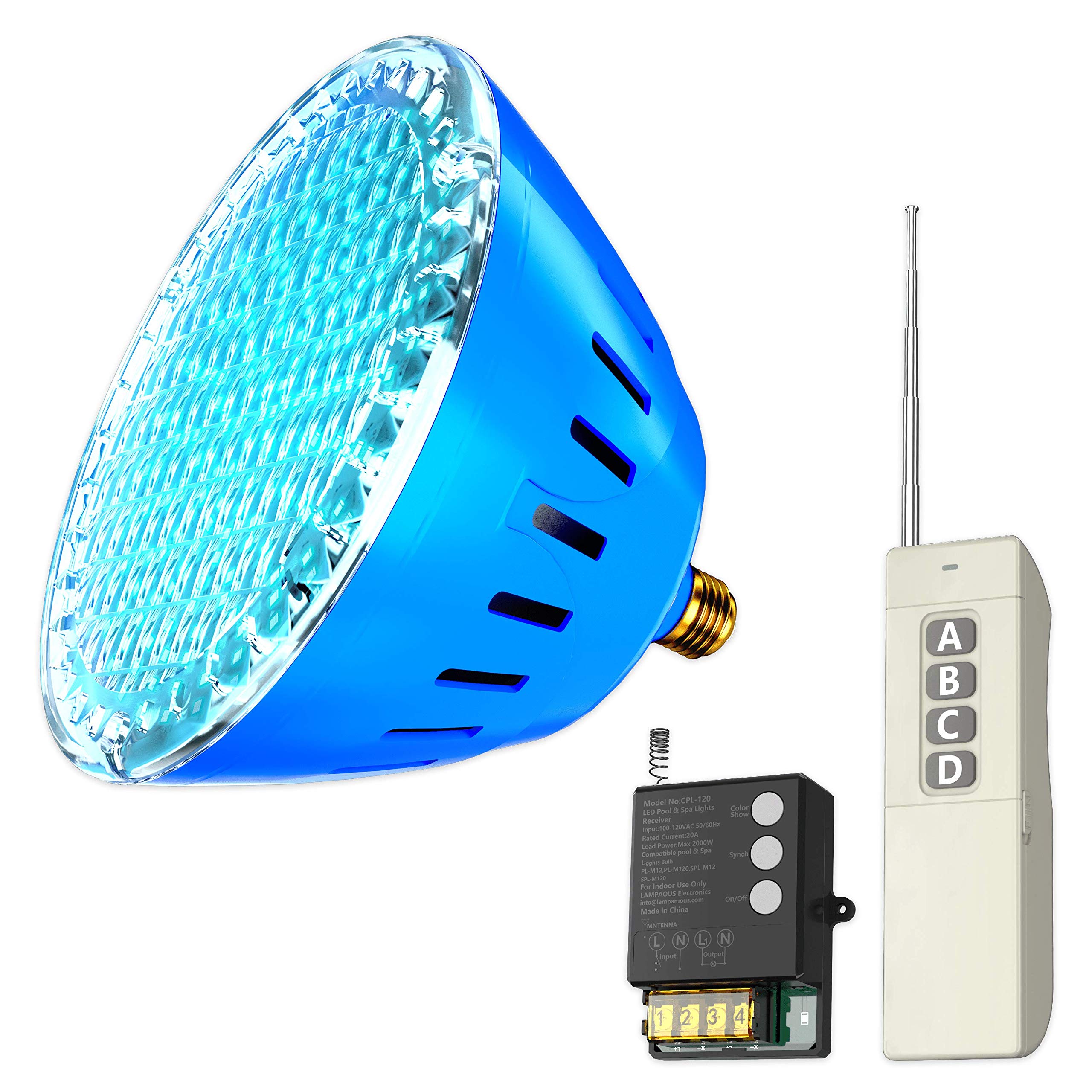 LAMPAOUS LED Pool Light Bulb - RGB Color Changing Swimming Pool Light with Disco Mode, 500W E26 R40 Replacement Bulb for Pentair & Hayward Inground Pool Lights - Perfect for Backyard Parties & Night Swimming