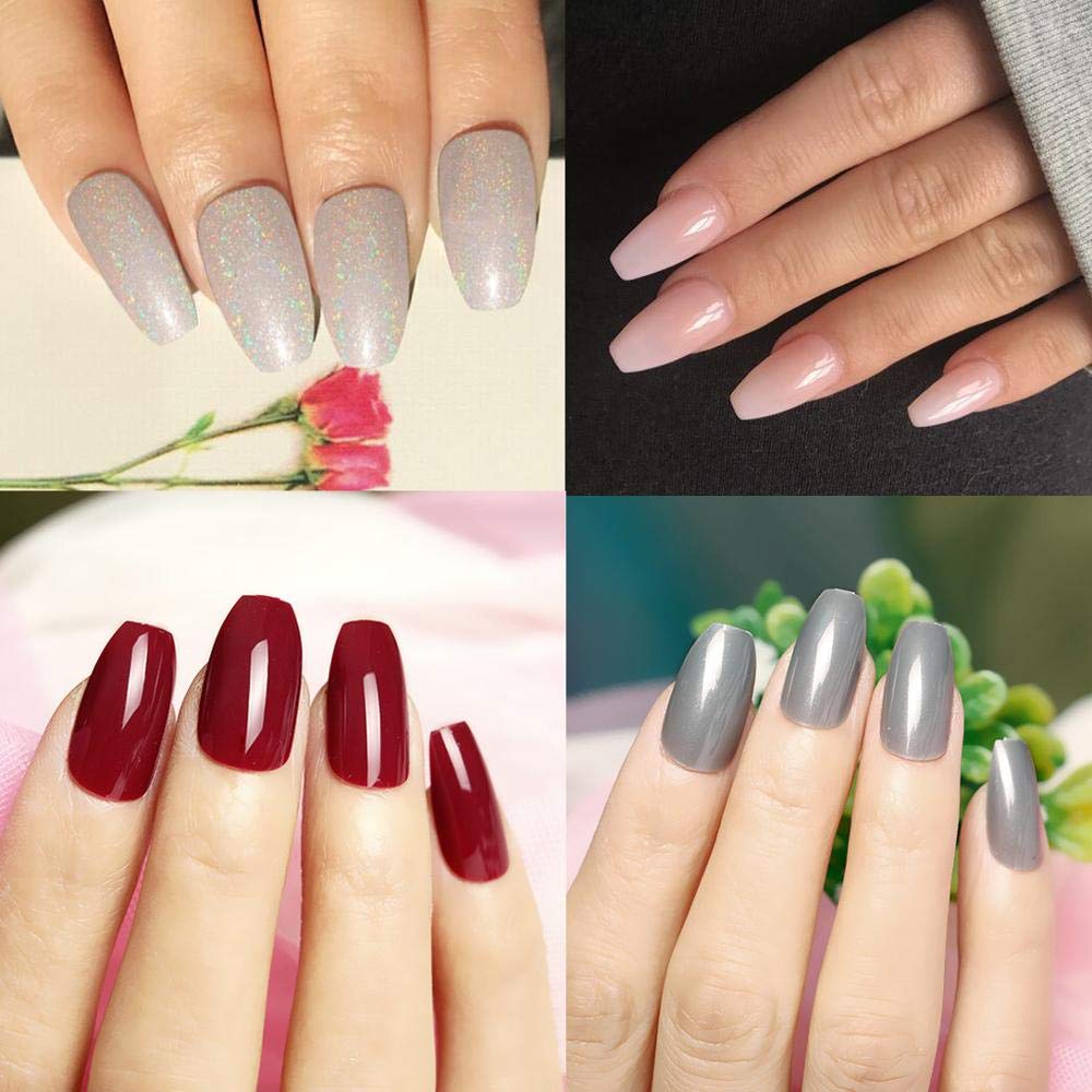 YIMART 500pcs Coffin Fake Nails - Ballerina Acrylic Nail Tips Full Cover Artificial False Nails for Salon & Home Manicure - Natural Coffin Shape for Party, Wedding & Special Occasions