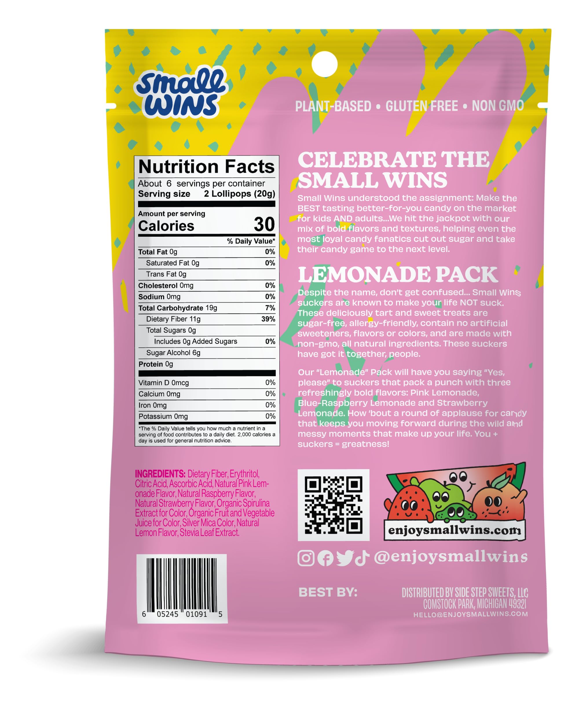 Sugar Free Lollipop Suckers by Jayson Tatum - Enjoy Small Wins Candy | Low Calorie, Non-GMO, Organic Plant-Based Snacks | Lemonade Flavors Variety Pack (12 Count, 4.23 Oz) | Perfect for Keto Diet, Office Treats & Party Favors