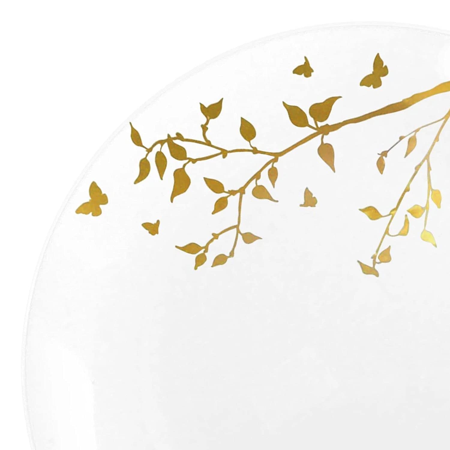 40-Piece Spring Collection White & Gold Plastic Dinner Plates Set - 10
