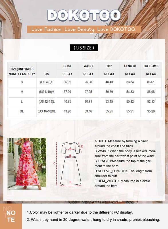 Elegant Floral Bohemian Maxi Dress for Women - Summer Wedding Guest & Bridesmaid Dress with Halter Neck & Belt | Perfect for Beach Weddings, Garden Parties & Special Occasions