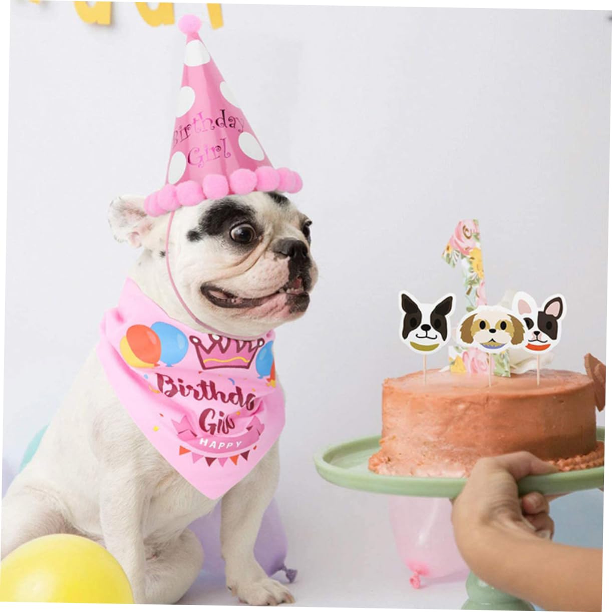 GRIRIW Dog Birthday Hat & Collar Bib Set - Adjustable Pet Party Accessories for Small Medium Large Dogs - Perfect for Birthday Parties, Halloween & Christmas Costumes