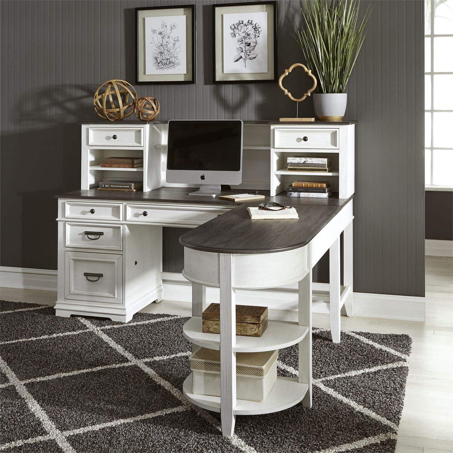 Two-Tone Home Office Desk - Modern Ergonomic Writing & Computer Workstation for Remote Work & Study - Perfect for Small Spaces & Home Offices