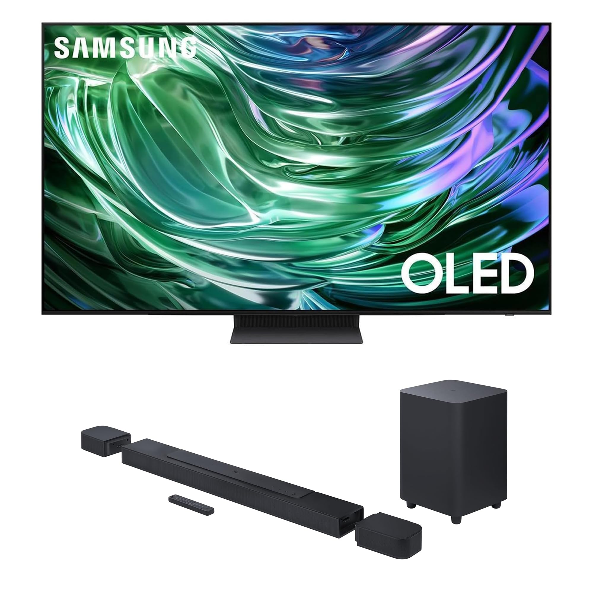 SAMSUNG QN77S90DAFXZA 77 Inch 4K OLED Smart TV with Dolby Atmos, JBL BAR-700 5.1ch Soundbar, Subwoofer & Surround Speakers (2024) - Perfect for Home Theater and Entertainment