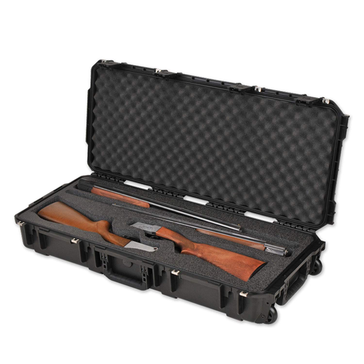 SKB iSeries 3I-3614-CBD Waterproof Rolling Shotgun Case - Heavy Duty Hard Shell with Wheels & Trigger Latches for Firearm Transport - Ideal for Hunting, Shooting Range & Air Travel Protection (Black)