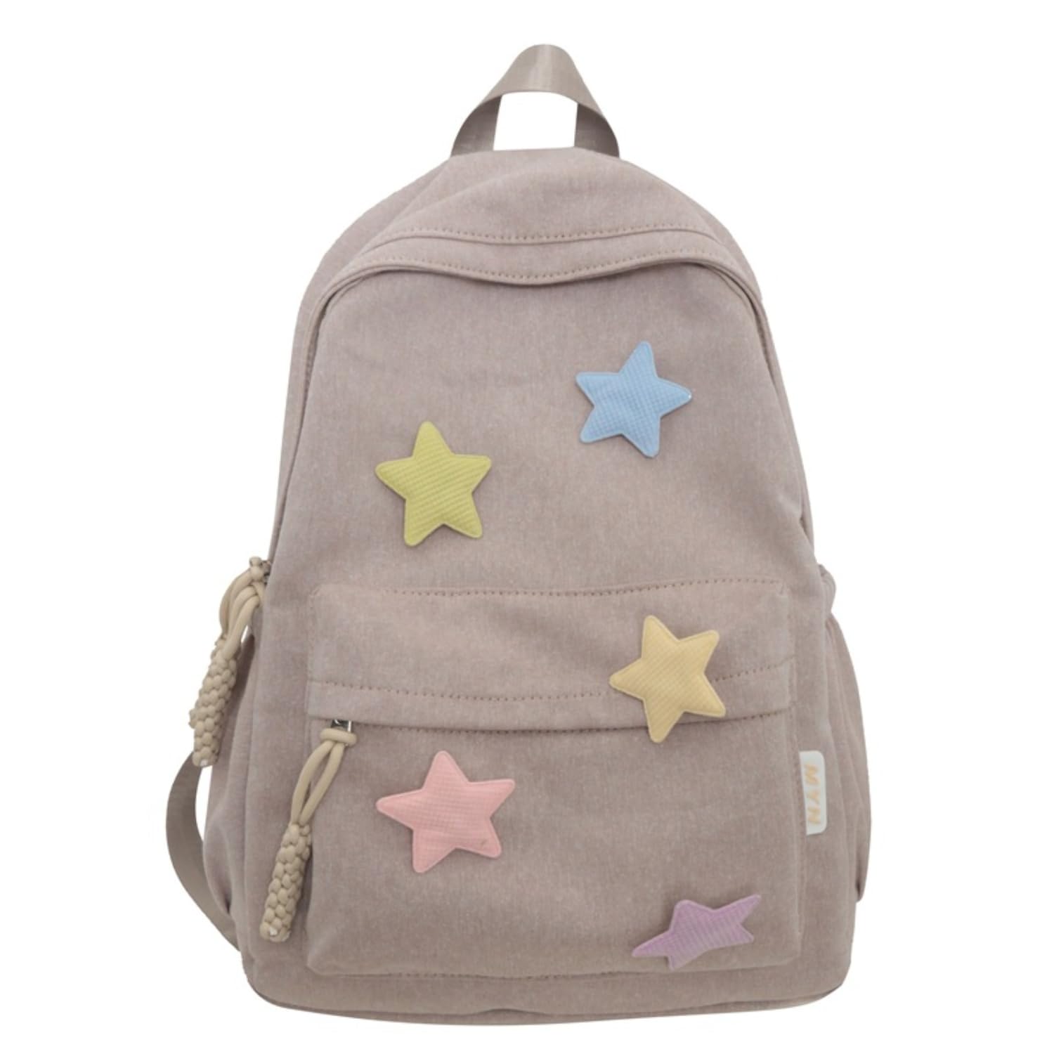 Trendy Y2K Aesthetic Preppy Star Backpack - Cute Laptop Bag for College, School & Travel (Khaki, One Size) - Perfect for Students, Work & Everyday Use